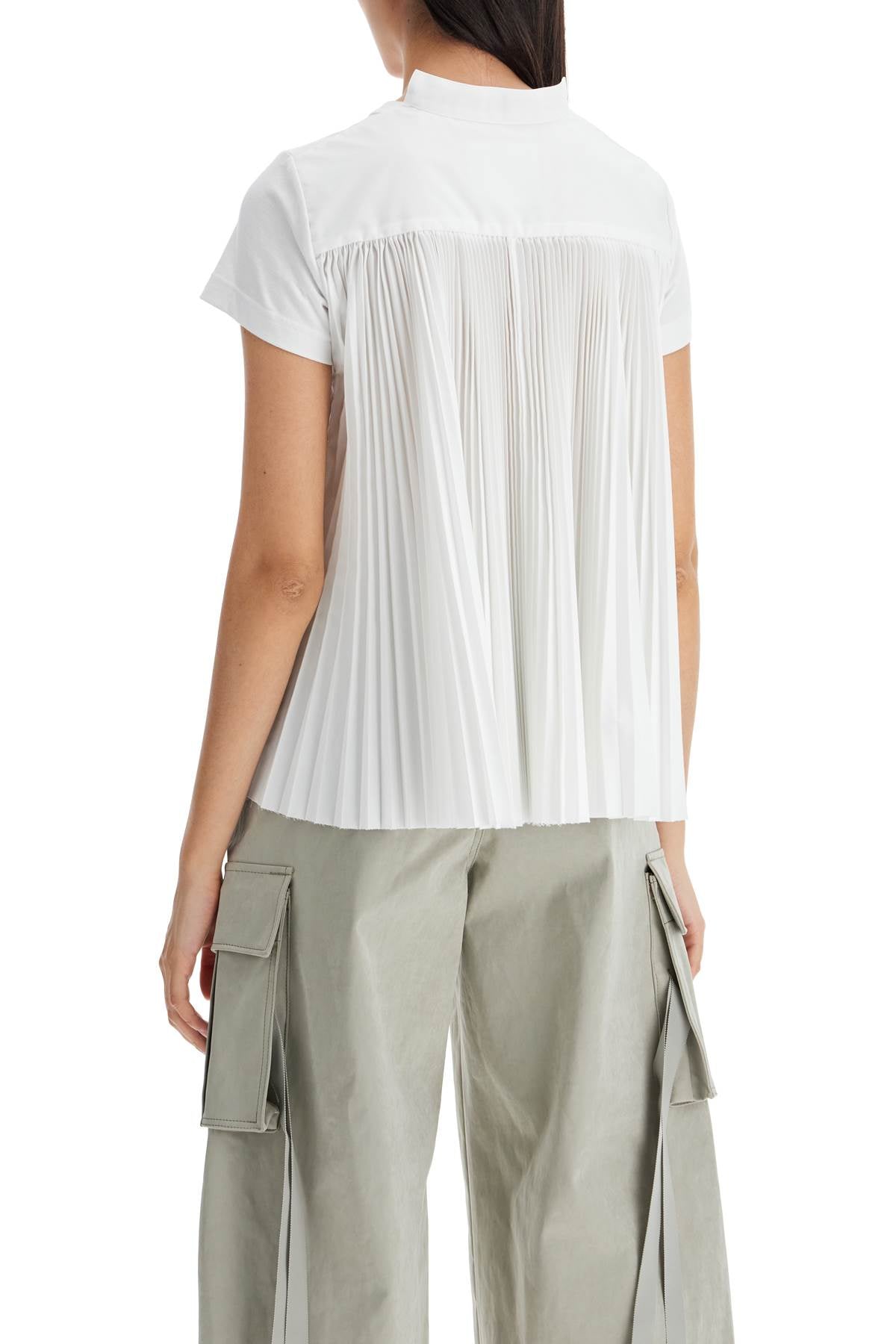 Sacai Women's Pleated Back Cotton Jersey T-Shirt image 2