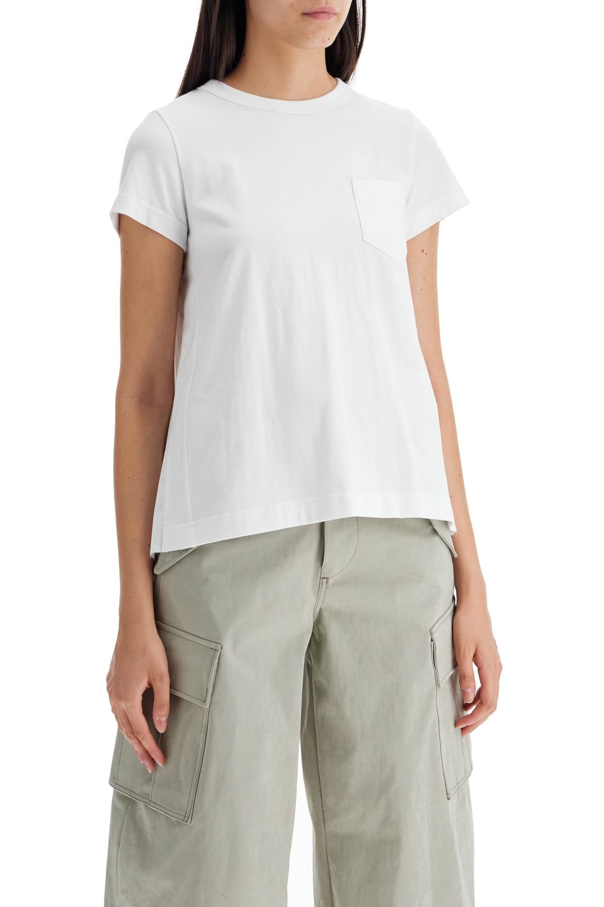 Sacai Women's Pleated Back Cotton Jersey T-Shirt image 1