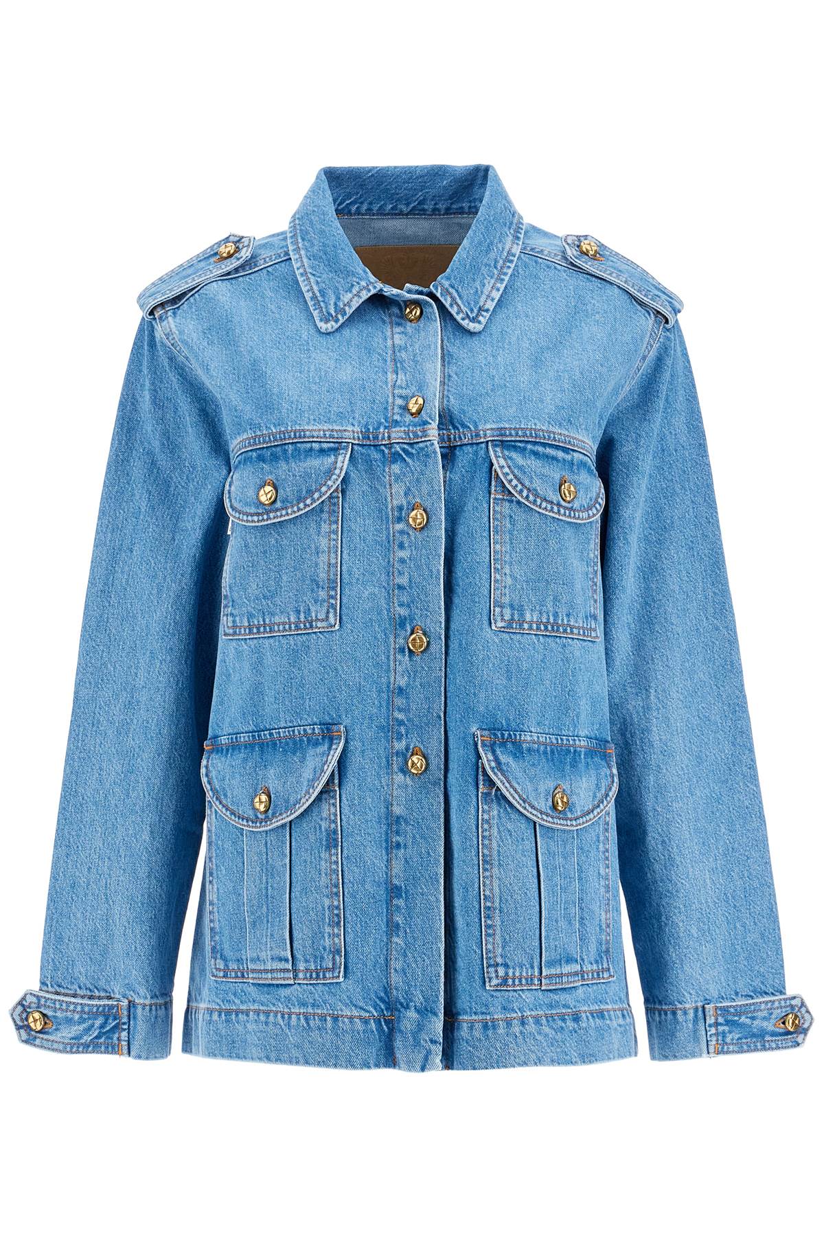 Blaze Milano light blue cotton military safari jacket with multiple pockets image 0