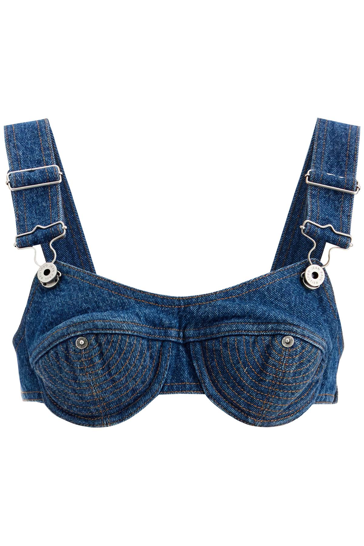 Jean Paul Gaultier Denim Bralette Top with Buckles image 0