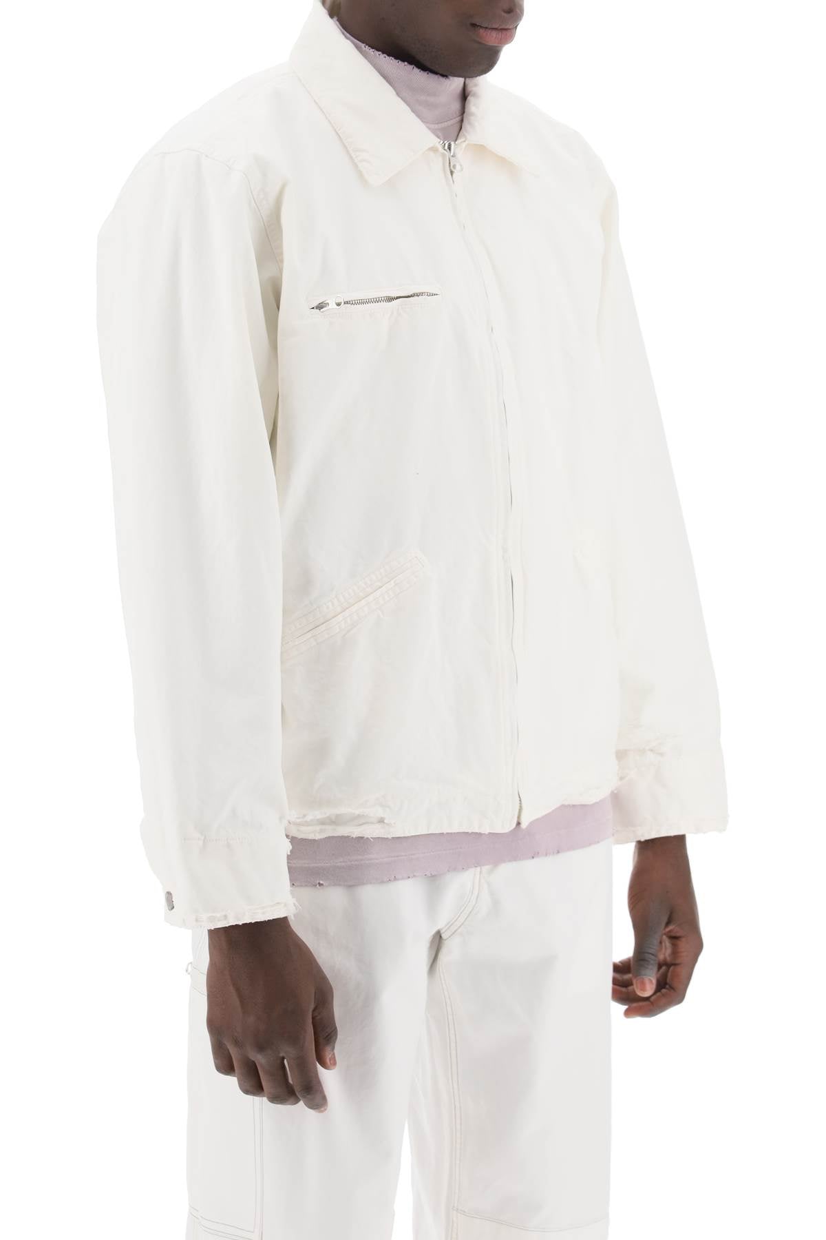 MM6 Maison Margiela Distressed Cotton Canvas Jacket image 1