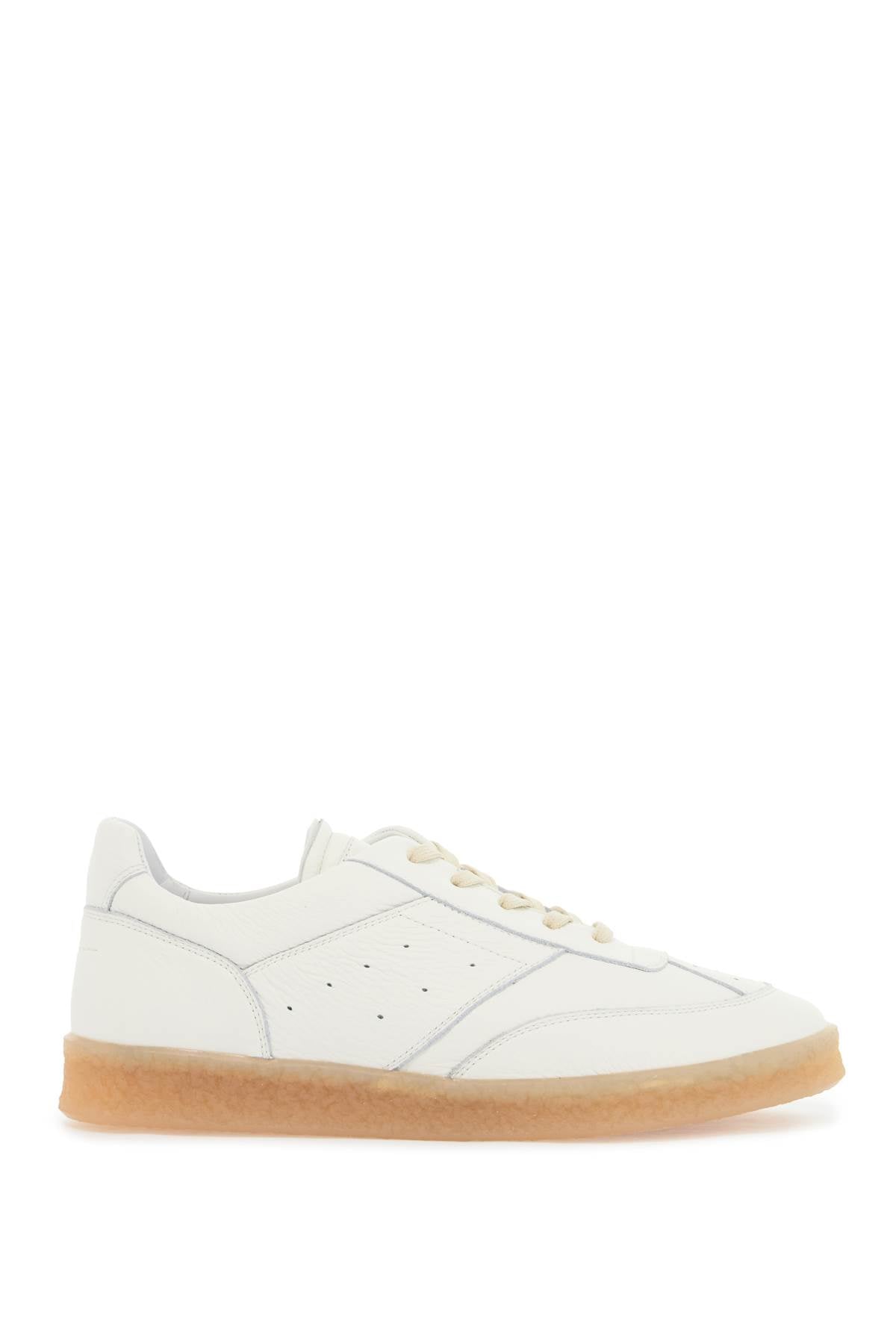 MM6 Maison Margiela 6 Court Sneakers: Hammered Leather Low-Top image 0