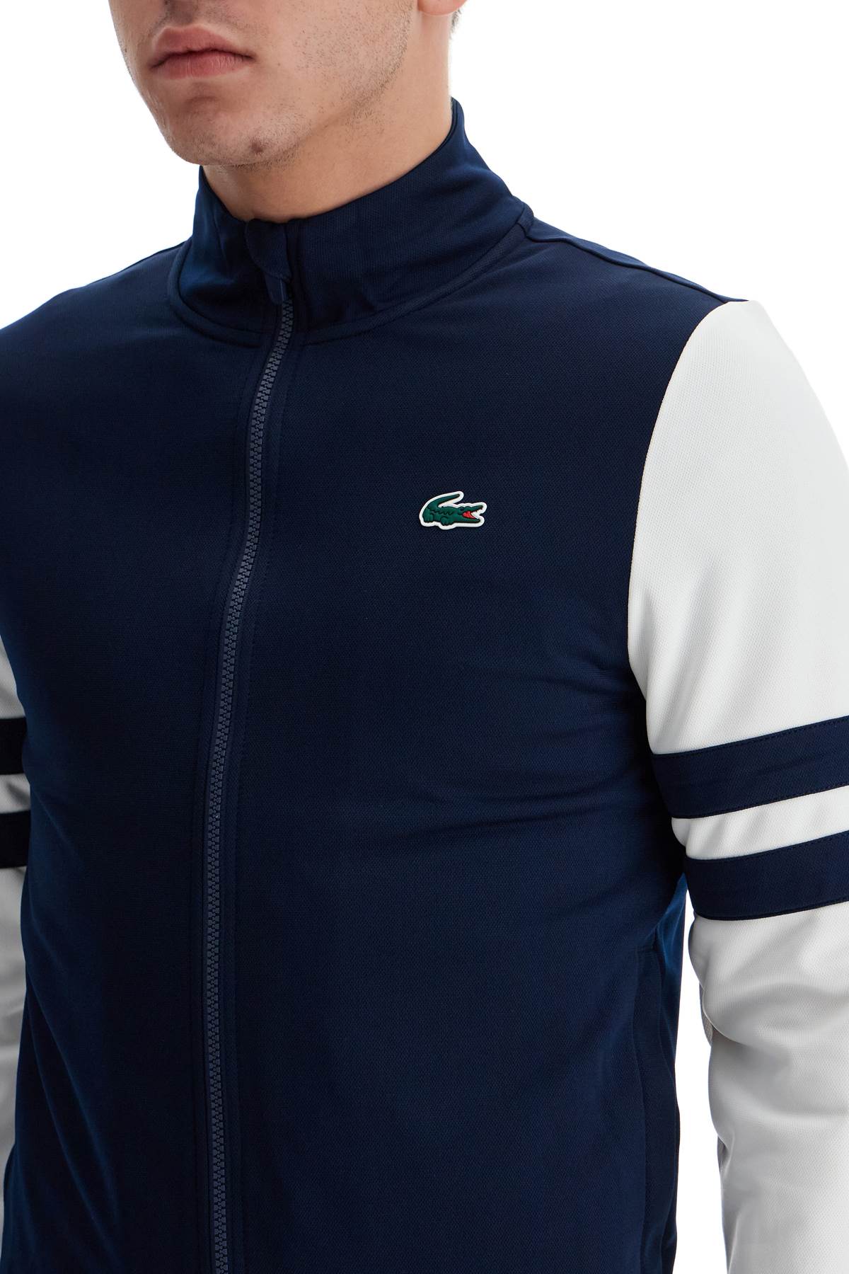 Lacoste Recycled Polyester Full Zip Sweatshirt with Contrasting Sleeves image 3