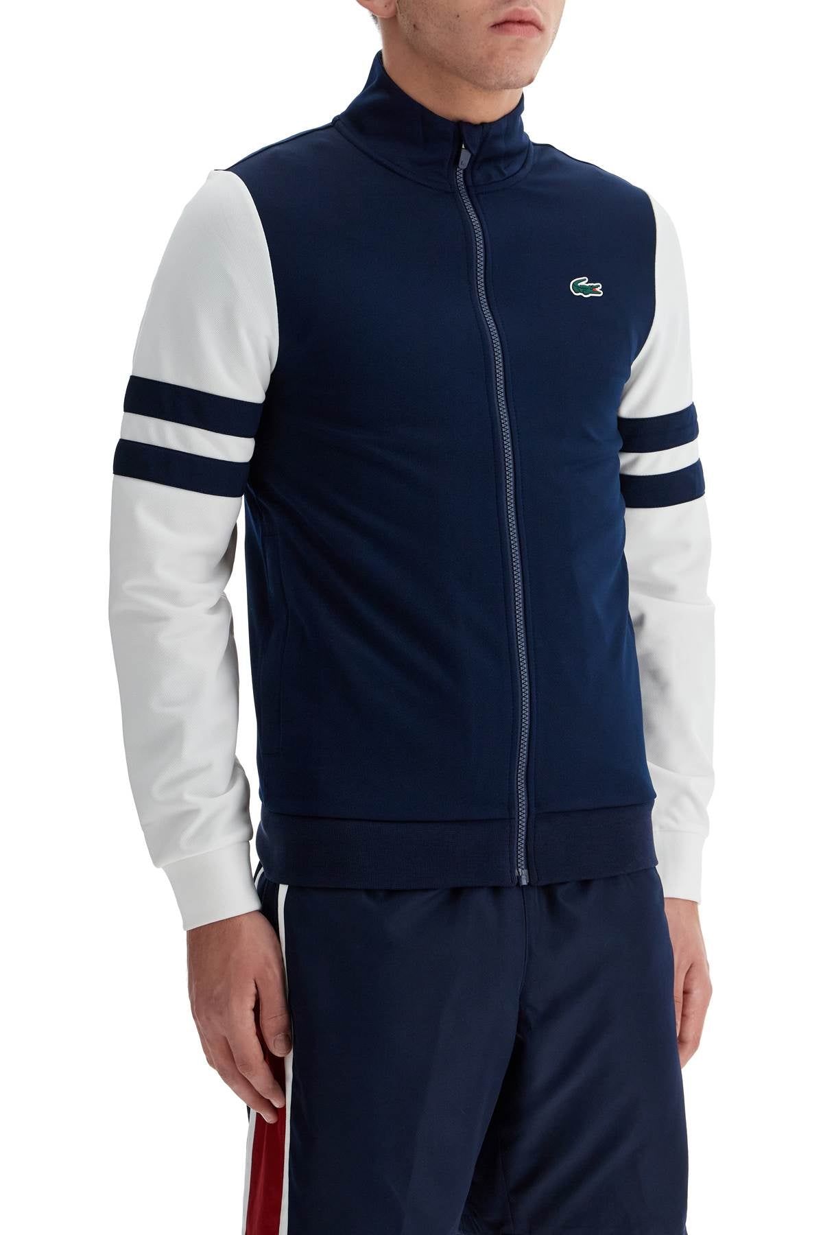 Lacoste Recycled Polyester Full Zip Sweatshirt with Contrasting Sleeves image 1