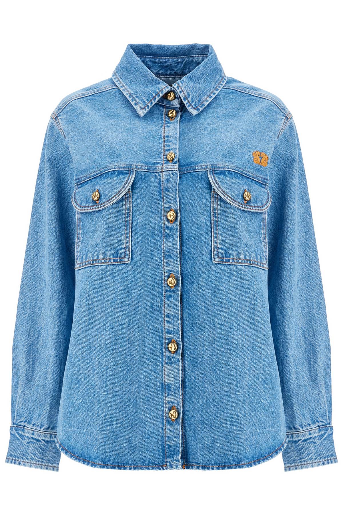 Blaze Milano blue denim shirt in cotton with high collar image 0