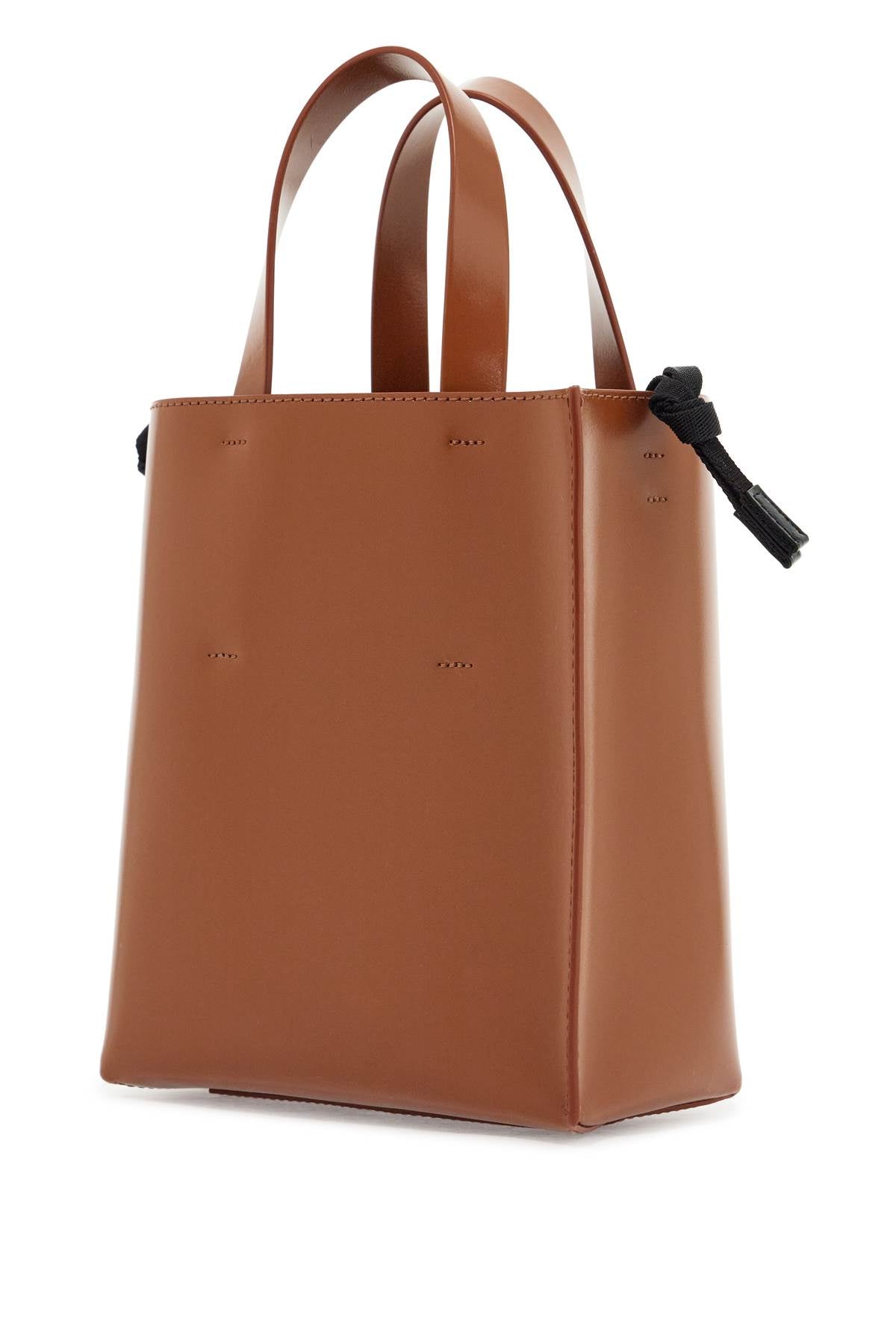 Marni Brown Calf Leather Shopping Bag with Shoulder Strap image 1