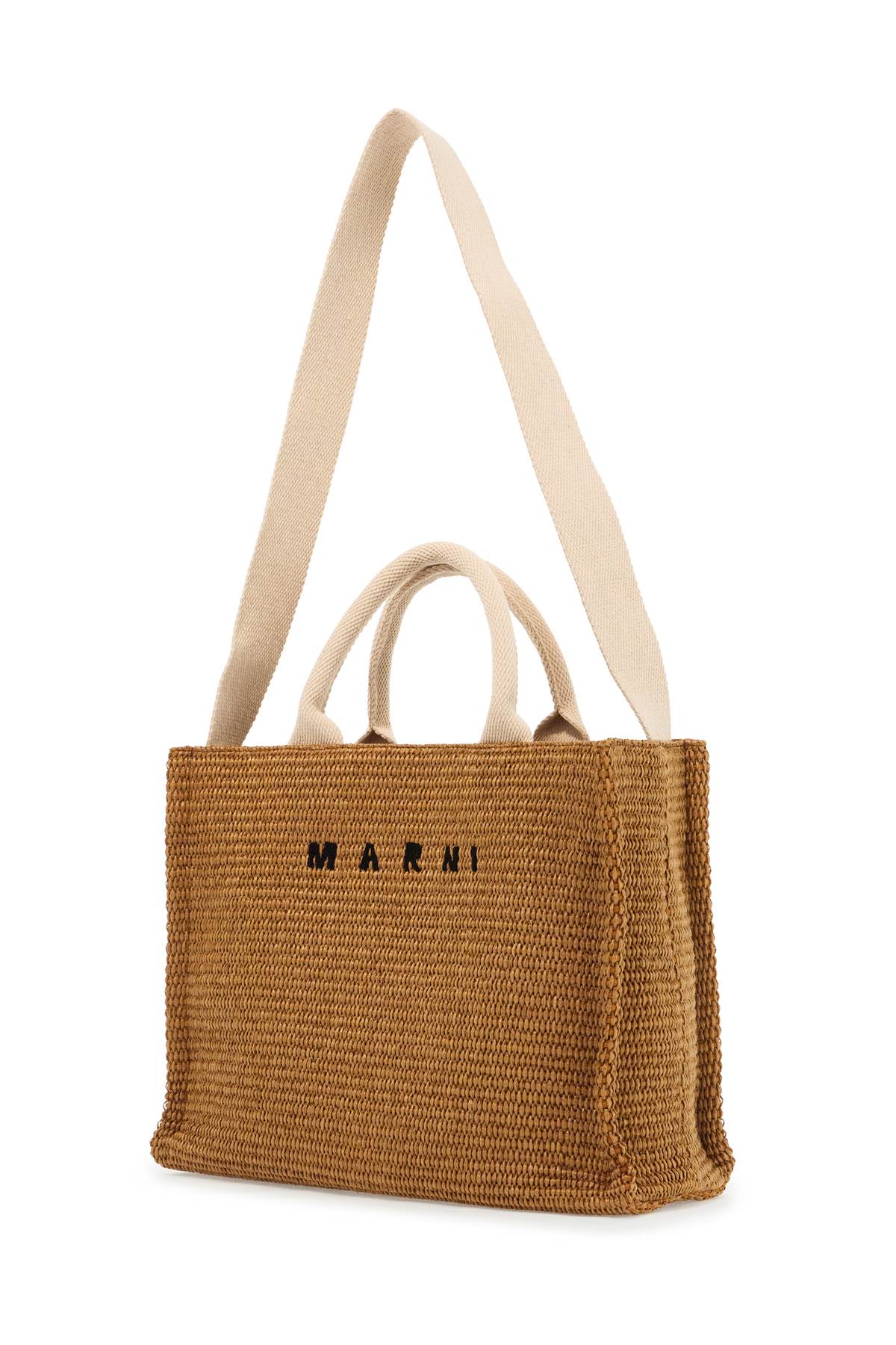 Marni Raffia-Effect Canvas Small Tote Bag image 2