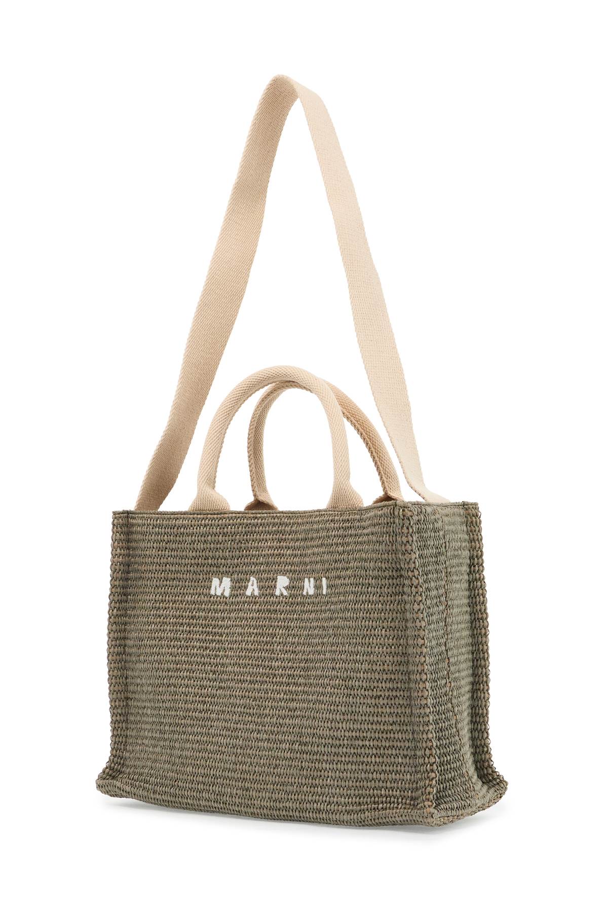 Marni Raffia-Effect Canvas Small Tote Bag image 2