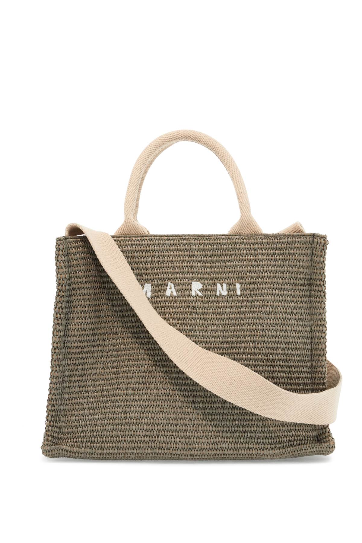 Marni Raffia-Effect Canvas Small Tote Bag image 0