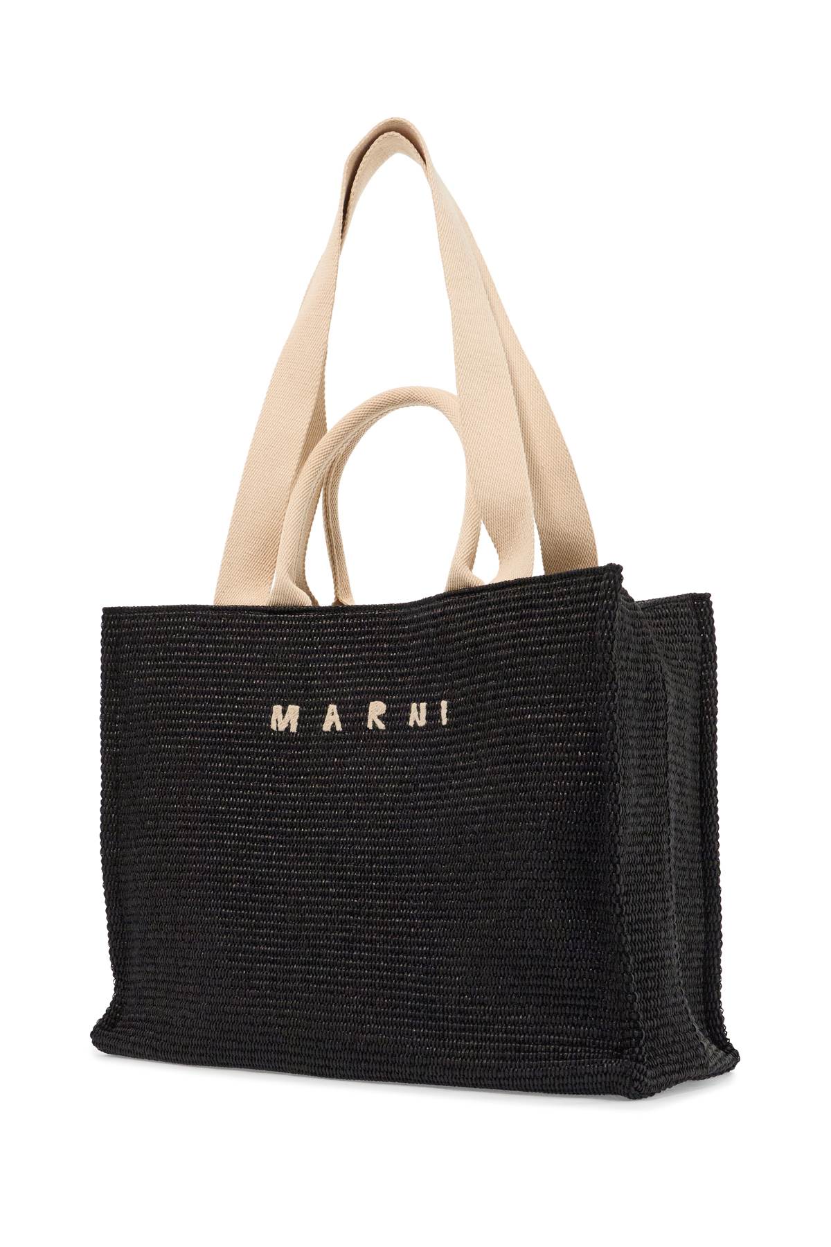 Marni Large Raffia Tote Bag with Cotton Ribbon Handles image 2