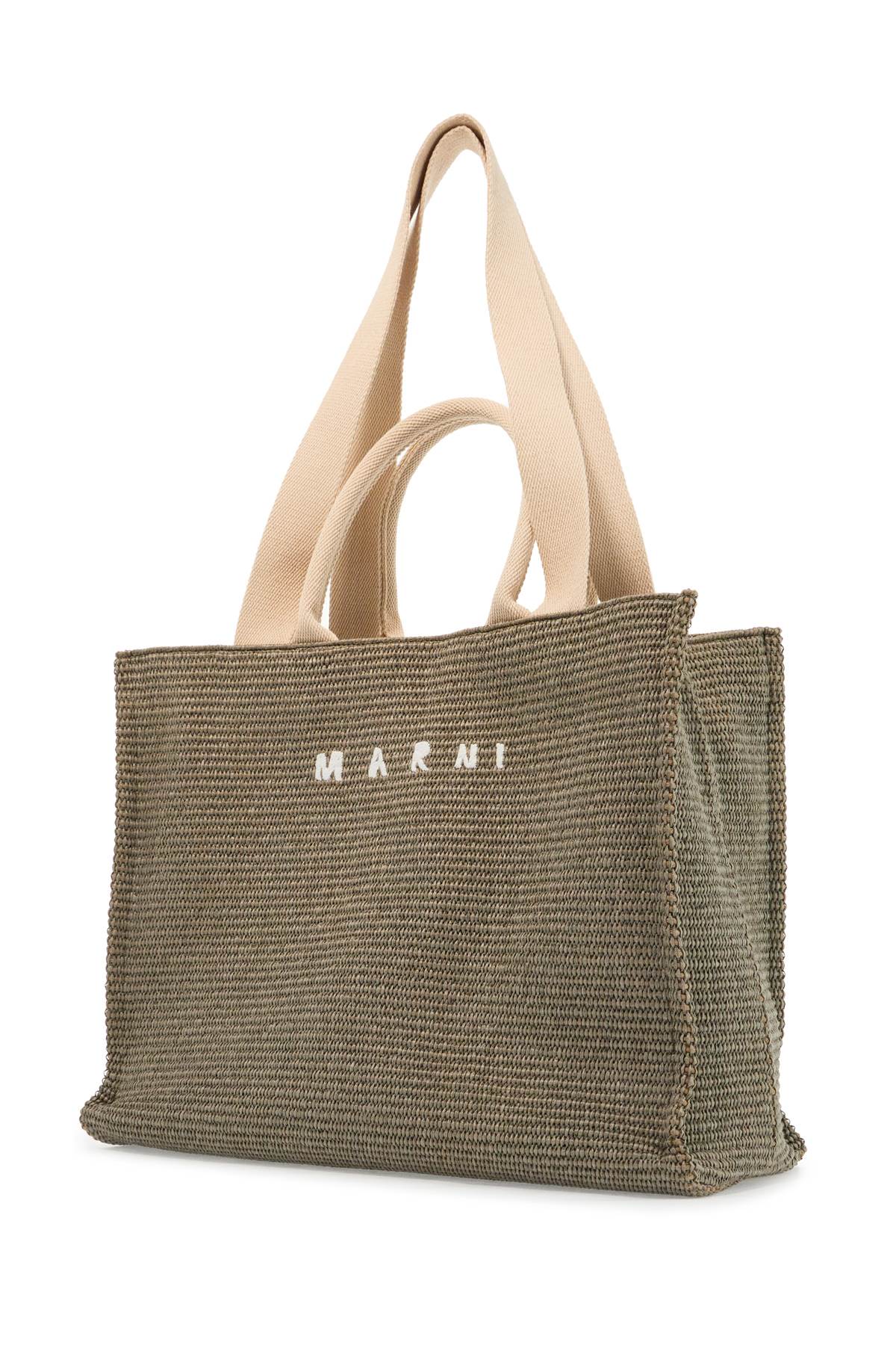 Marni Large Raffia Tote Bag with Cotton Ribbon Handles image 2