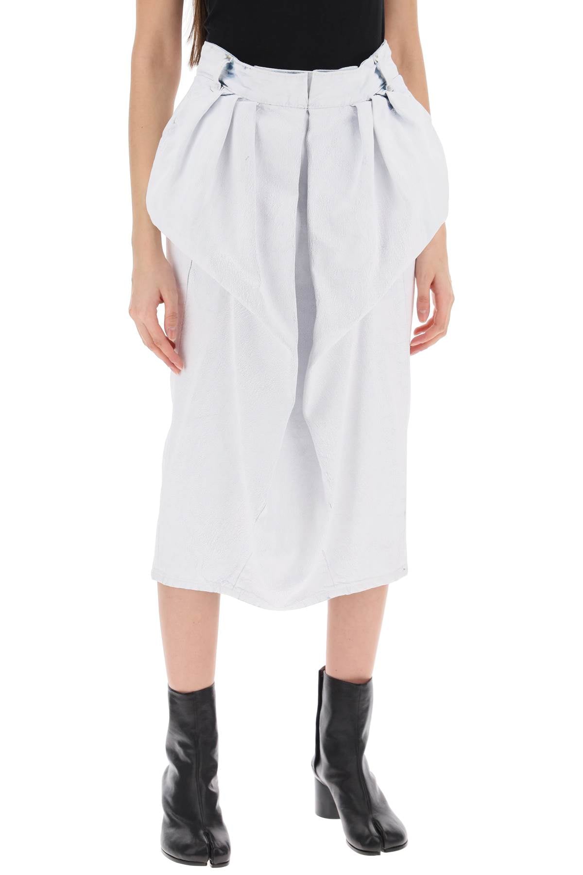 Maison Margiela Crinkled Denim Ruffled Midi Skirt image 1