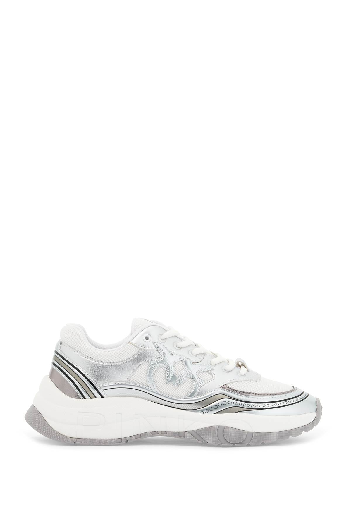 Pinko Mesh and Metallic Faux Leather Sneakers image 0