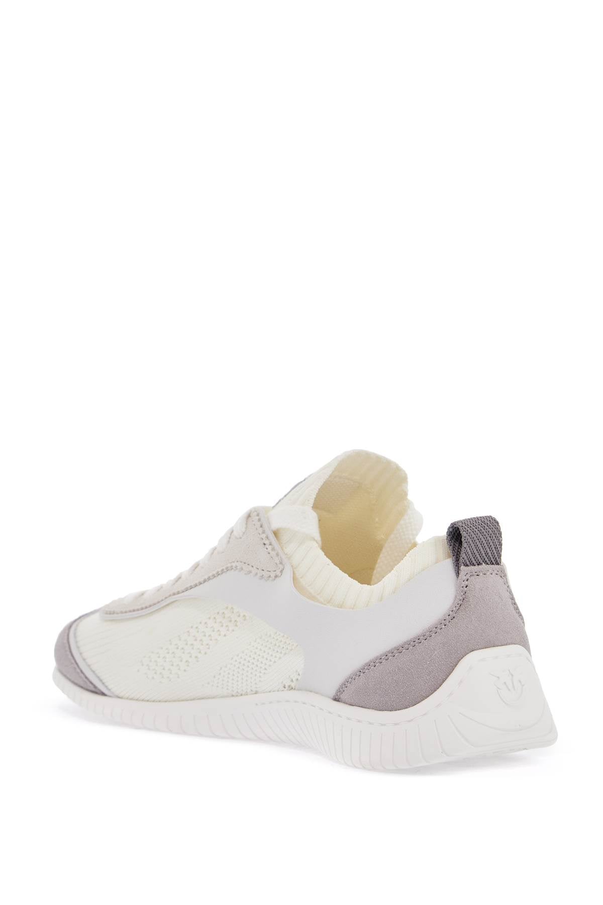 Pinko white latte knit fabric sneakers with light gray details image 2