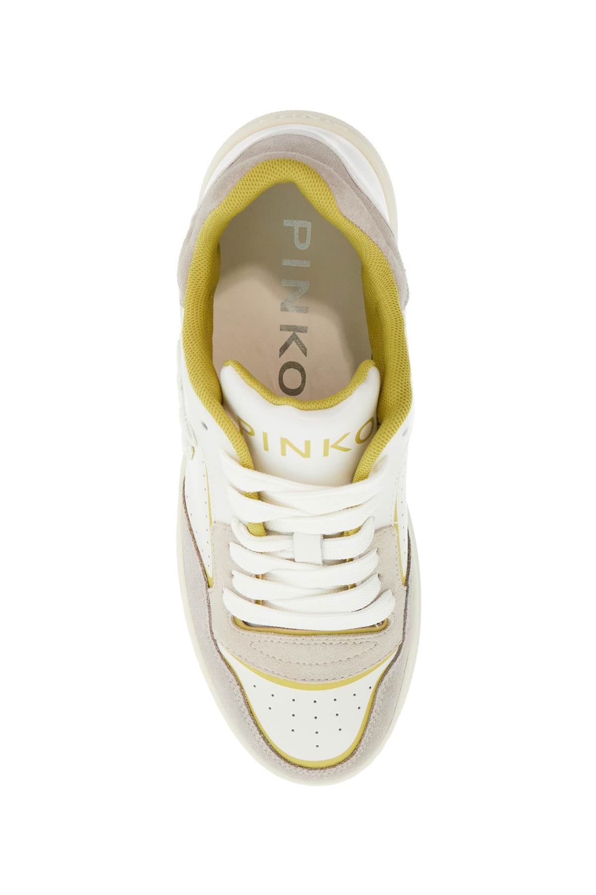 Pinko sneakers mandy 08 in white leather with lime details for women image 1