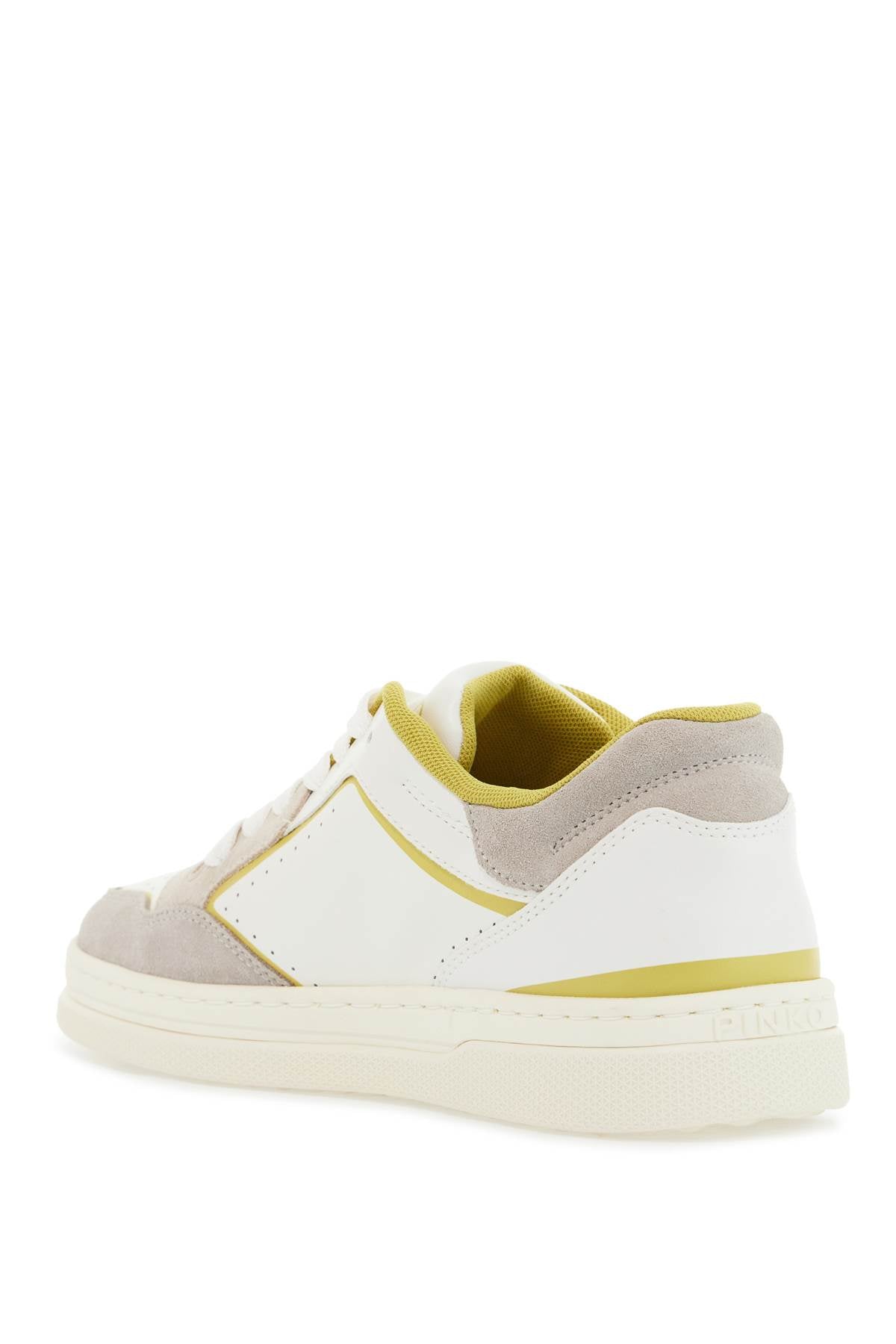 Pinko sneakers mandy 08 in white leather with lime details for women image 2