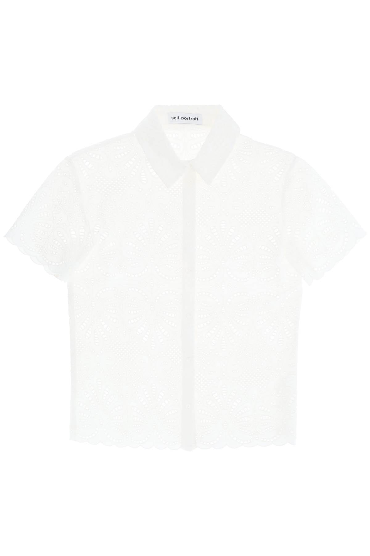 Self-Portrait Short Sleeve Sangallo Lace Shirt image 0