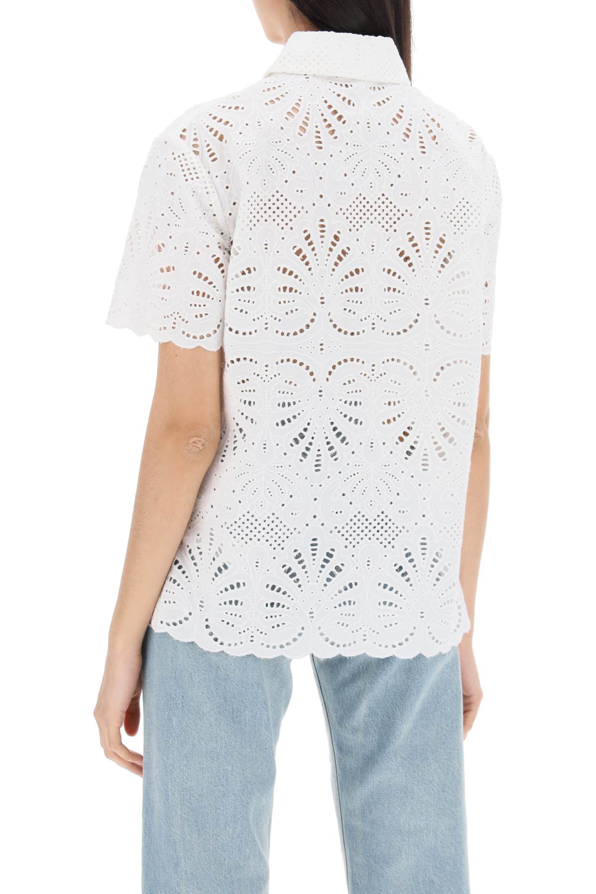 Self-Portrait Short Sleeve Sangallo Lace Shirt image 2