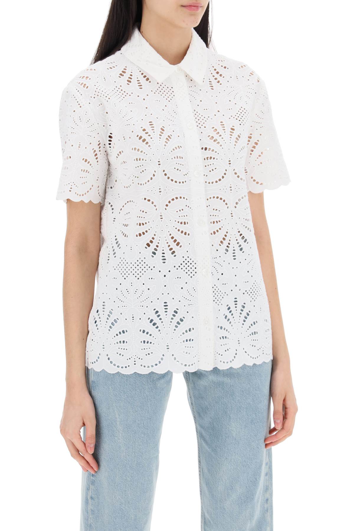 Self-Portrait Short Sleeve Sangallo Lace Shirt image 1