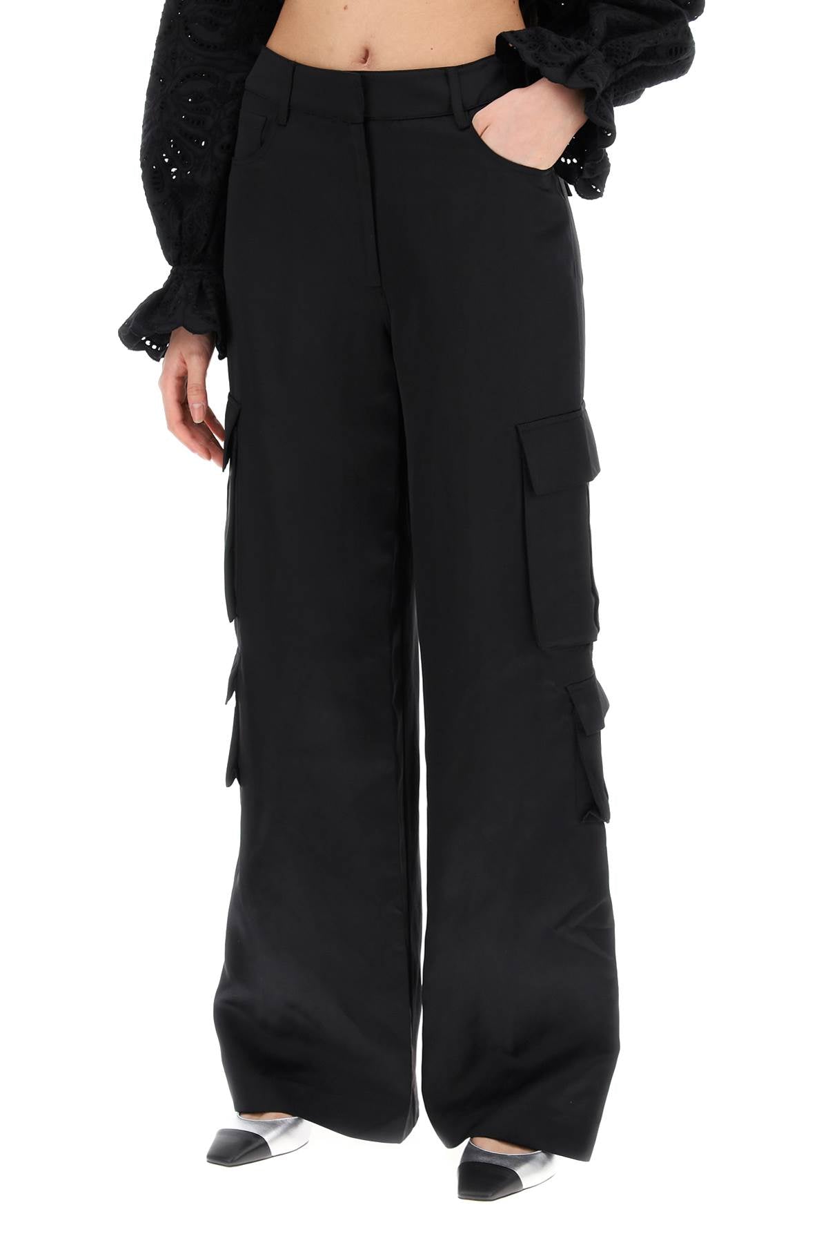 Men's Self-Portrait Satin Cargo Pants image 3