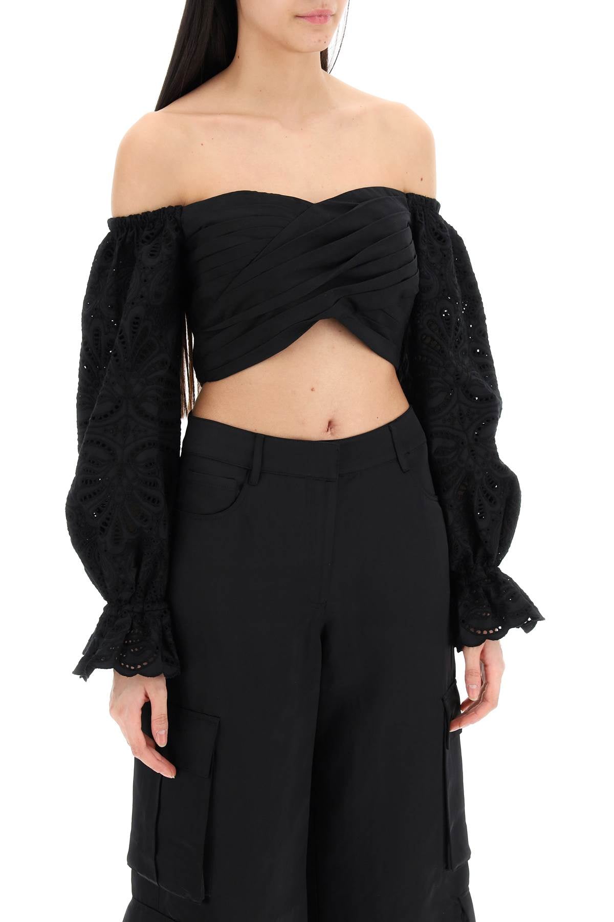 Self Portrait off-shoulder top with sangallo image 1