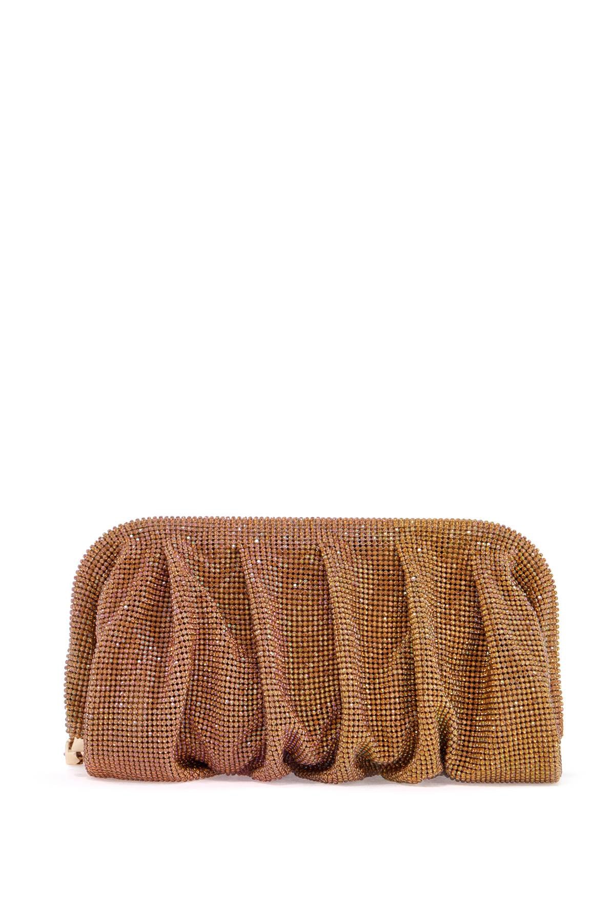 Benedetta Bruzziches medium gold pleated rhinestone mesh bag for elegant events image 0