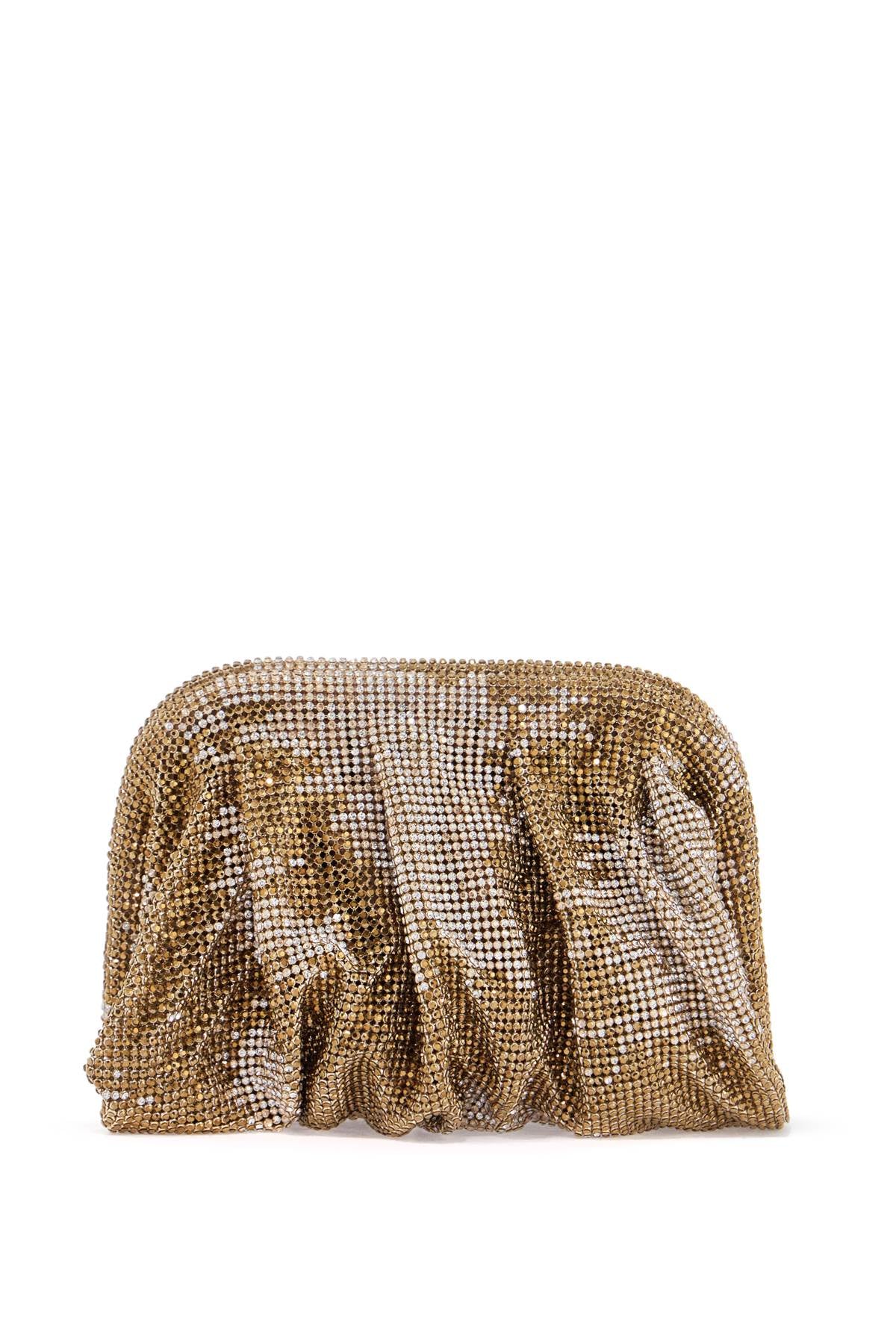 Benedetta Bruzziches compact bag in sparkling gold rhinestone mesh with hook closure image 0