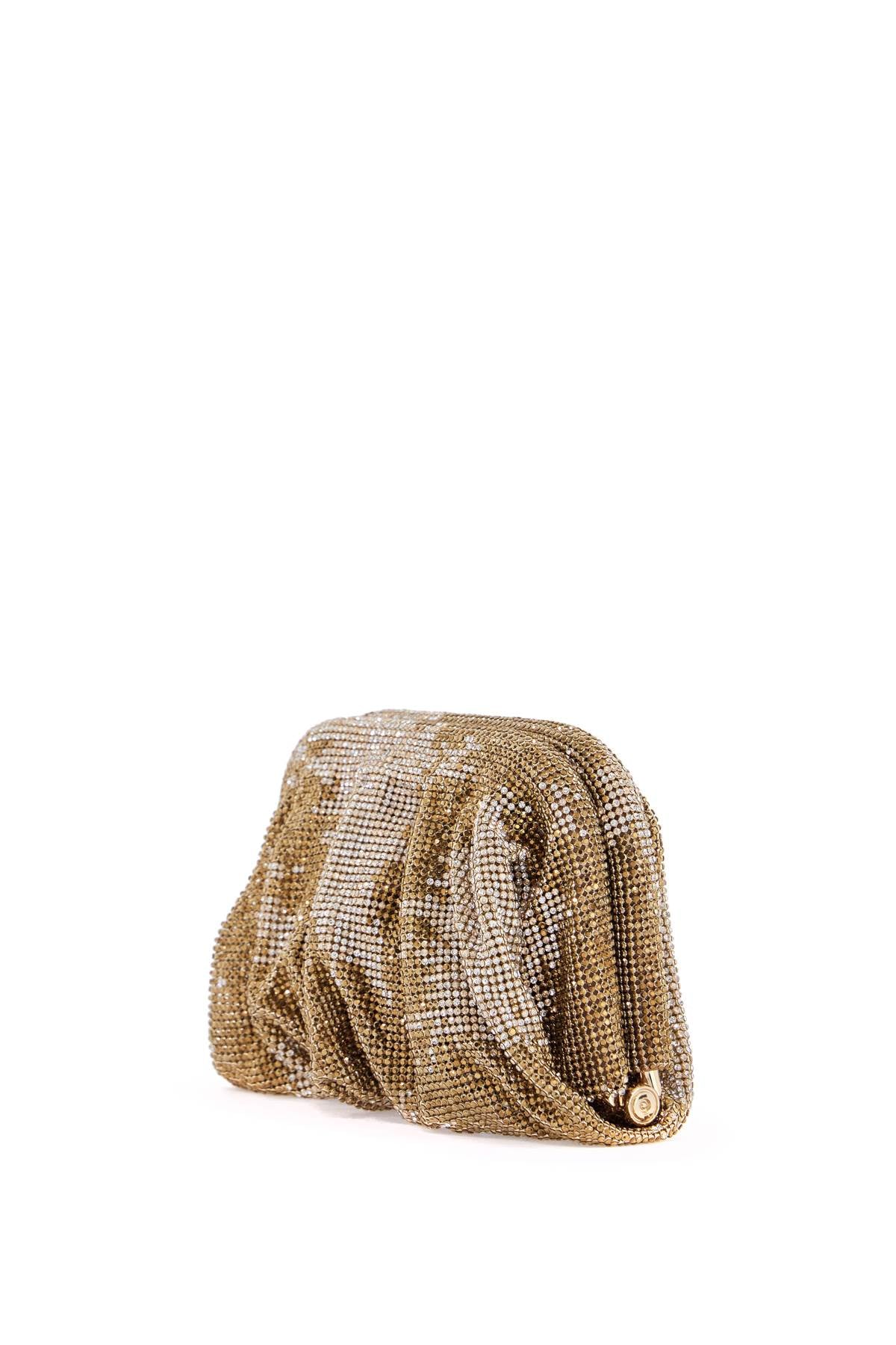 Benedetta Bruzziches compact bag in sparkling gold rhinestone mesh with hook closure image 2