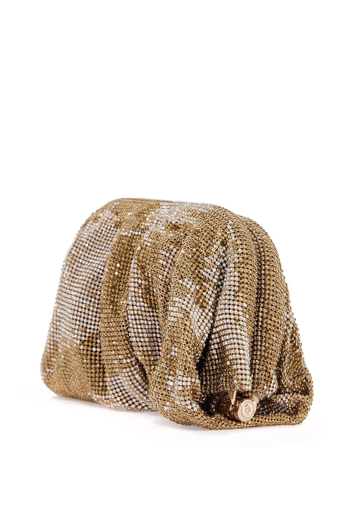 Benedetta Bruzziches compact bag in sparkling gold rhinestone mesh with hook closure image 1