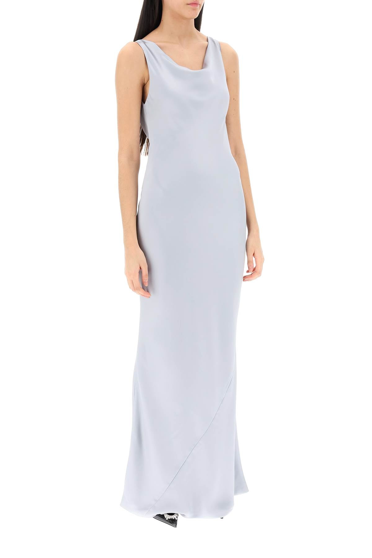 Norma Kamali drape neck satin gown image 1