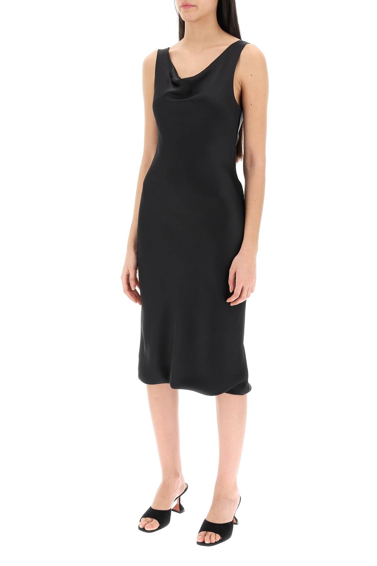 Norma Kamali drape neck satin dress image 3