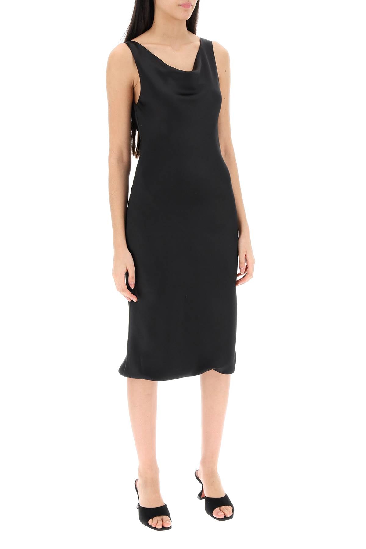 Norma Kamali drape neck satin dress image 1