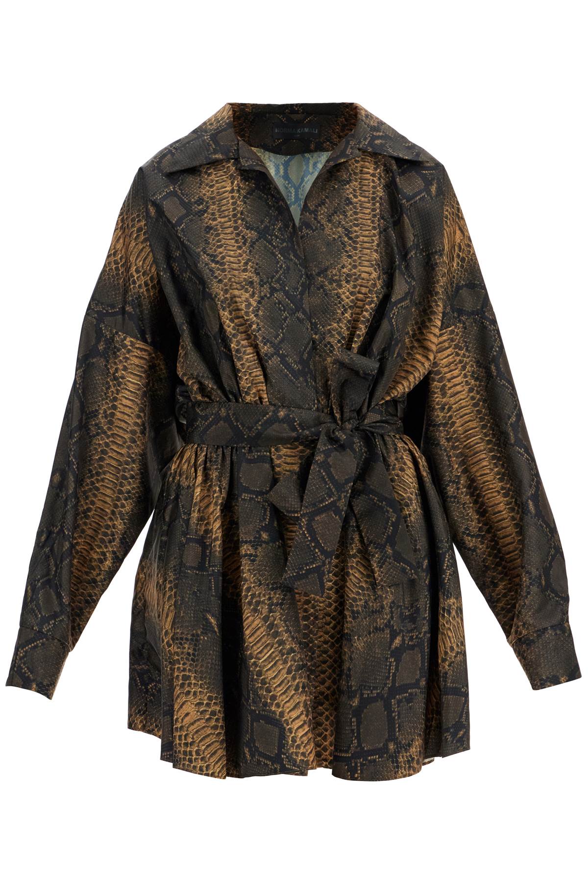 Norma Kamali brown snake print oversized mini dress image 0