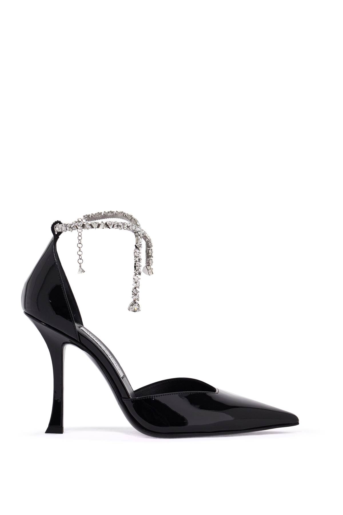 Jimmy Choo Stevie 100 Pointed Toe Patent Leather Pumps with Crystal Ankle Strap image 0