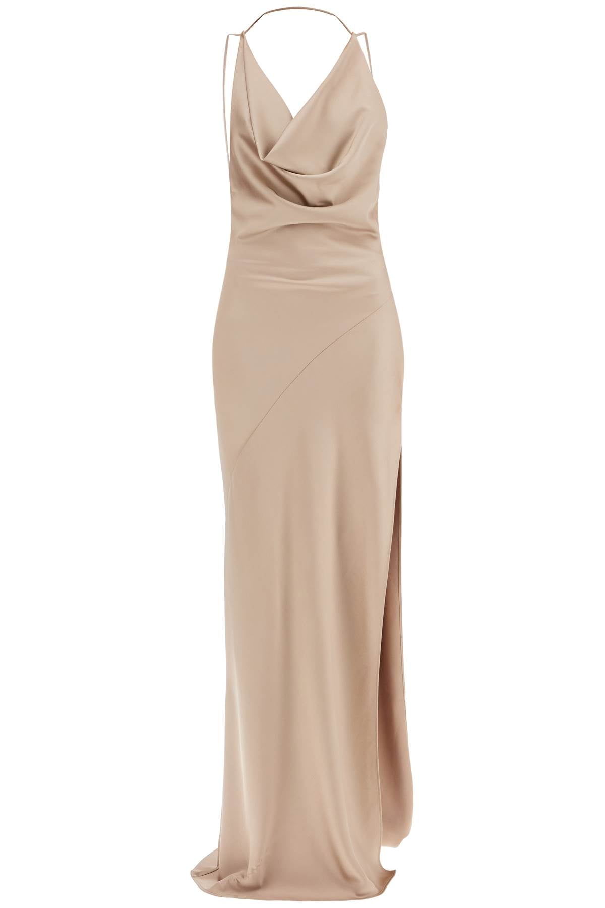 ANDAMANE Vera Satin Maxi Dress with Draped V-Neckline image 0