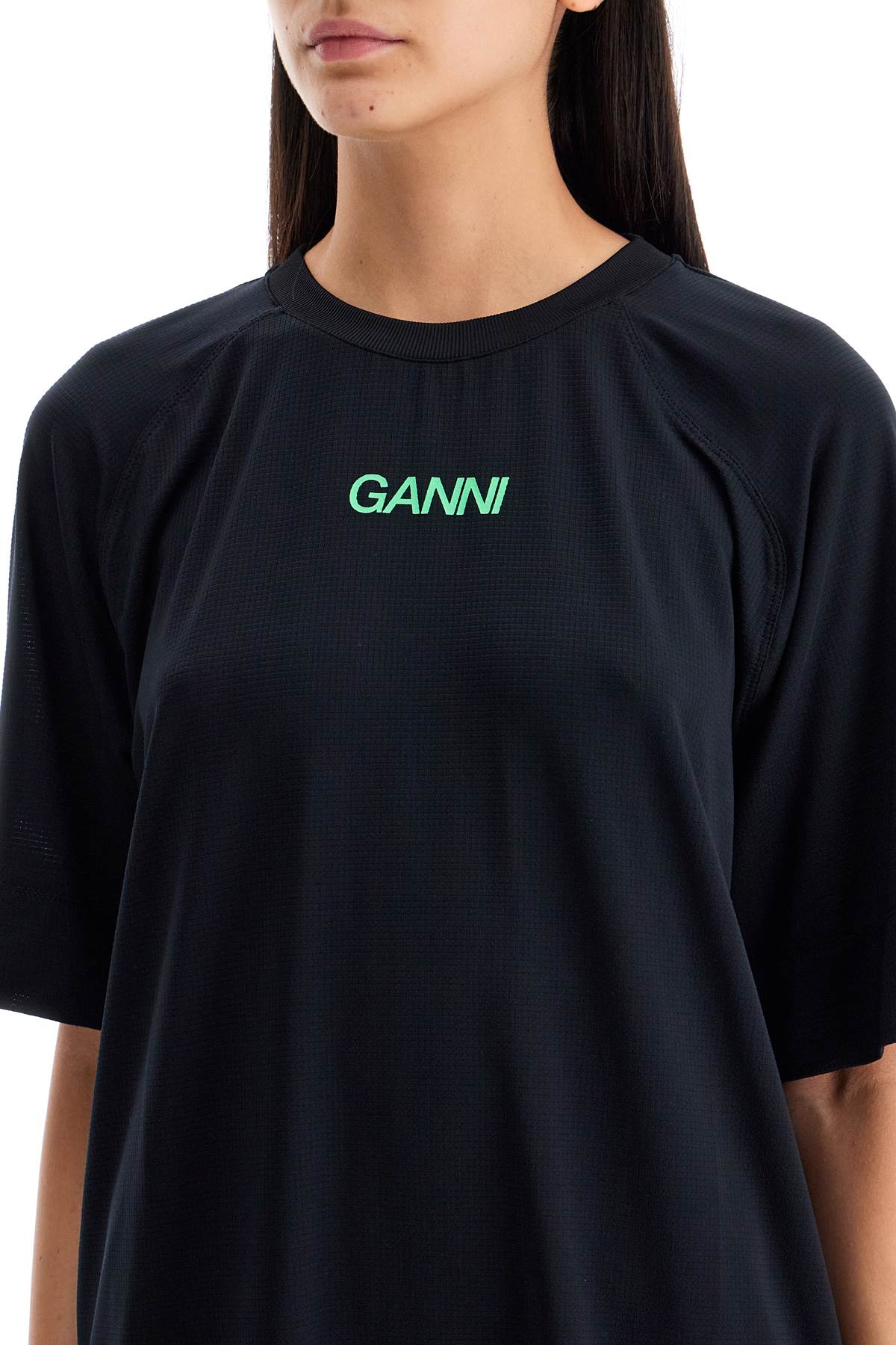 Ganni sporty mesh t-shirt for image 3