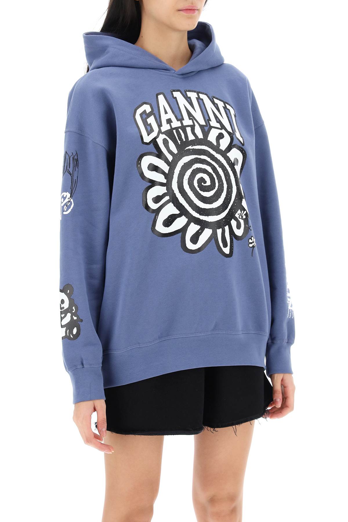 Ganni Organic Cotton Graphic Print Hoodie image 1