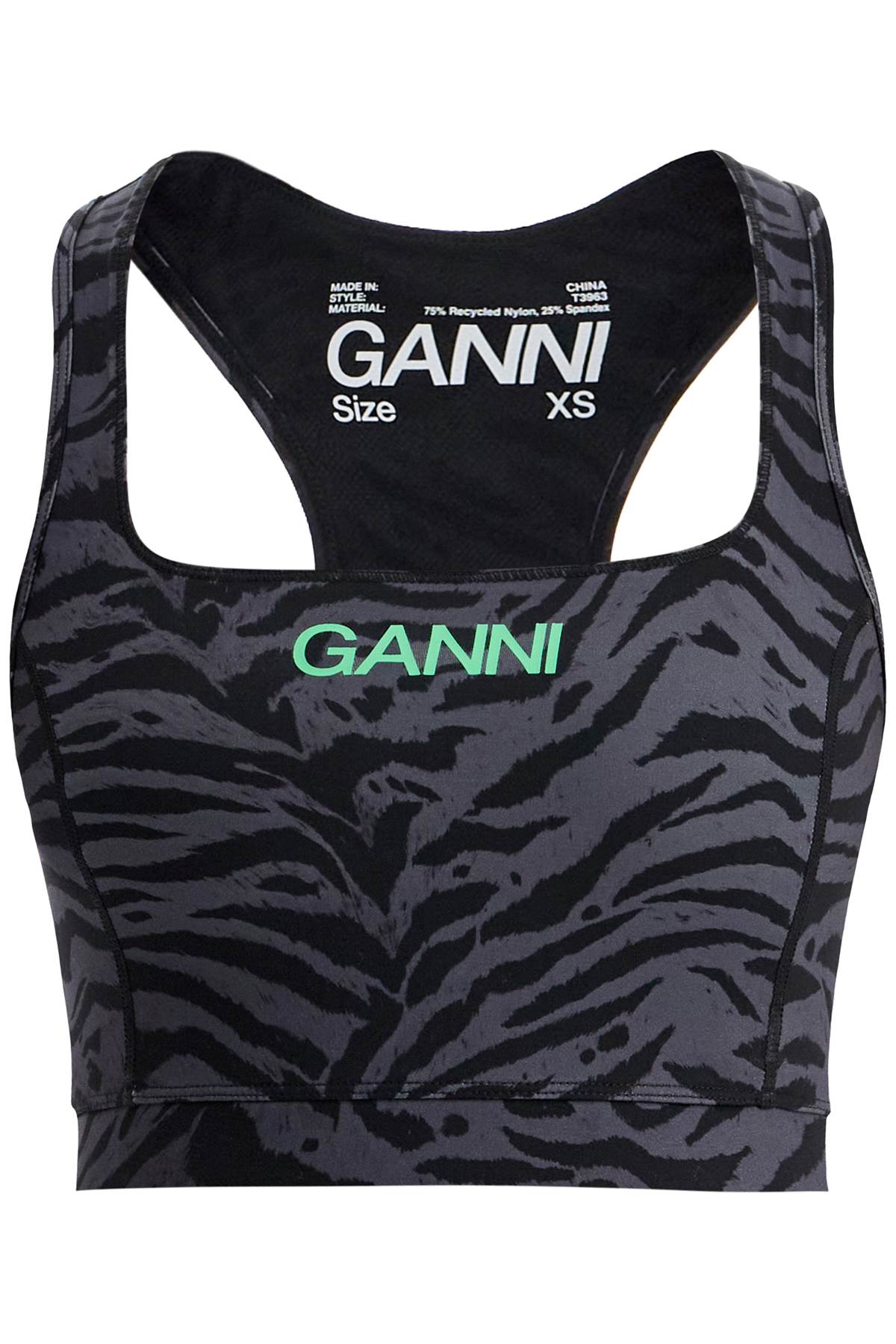 Ganni Cropped Animal Print Racerback Top image 0