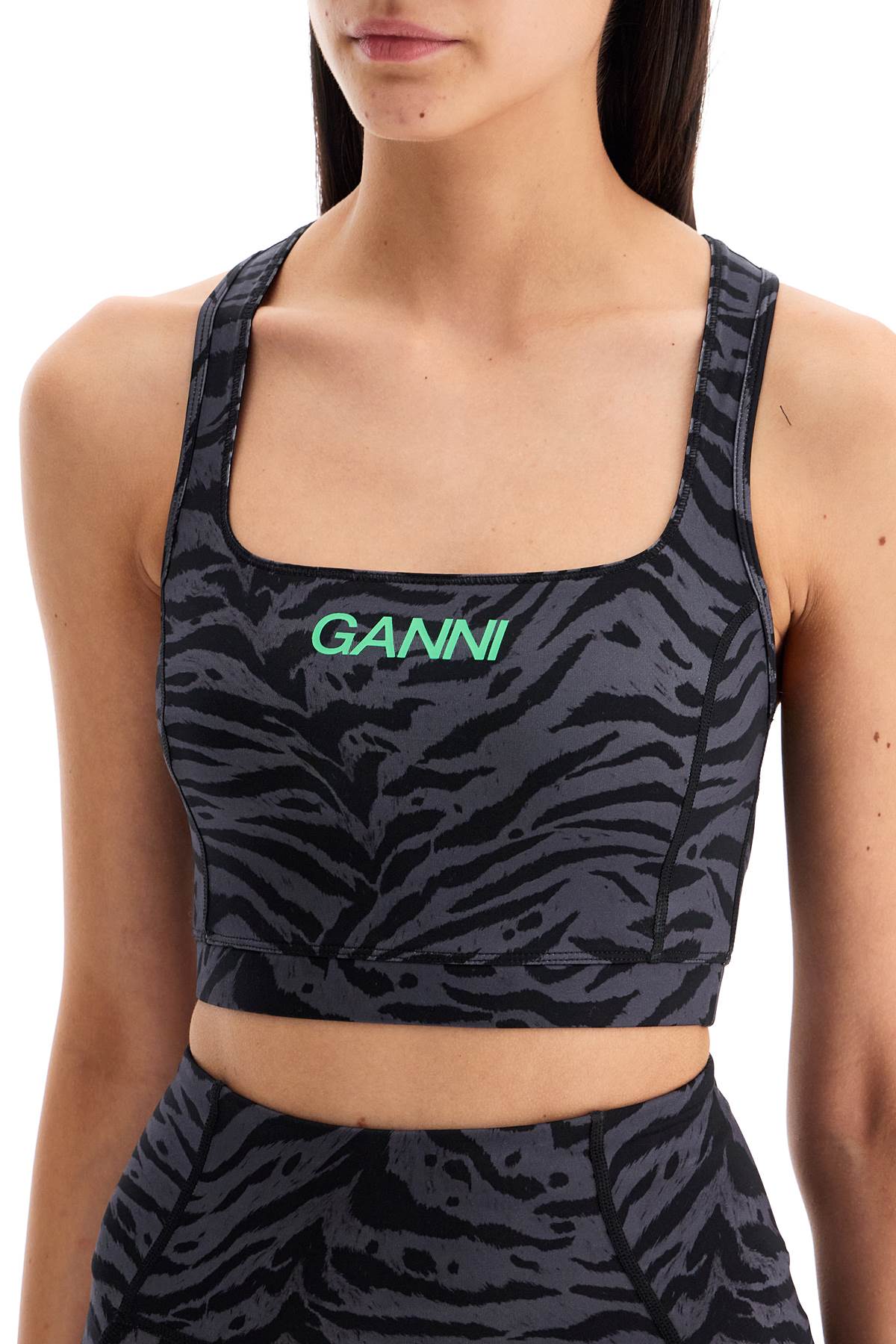 Ganni Cropped Animal Print Racerback Top image 3