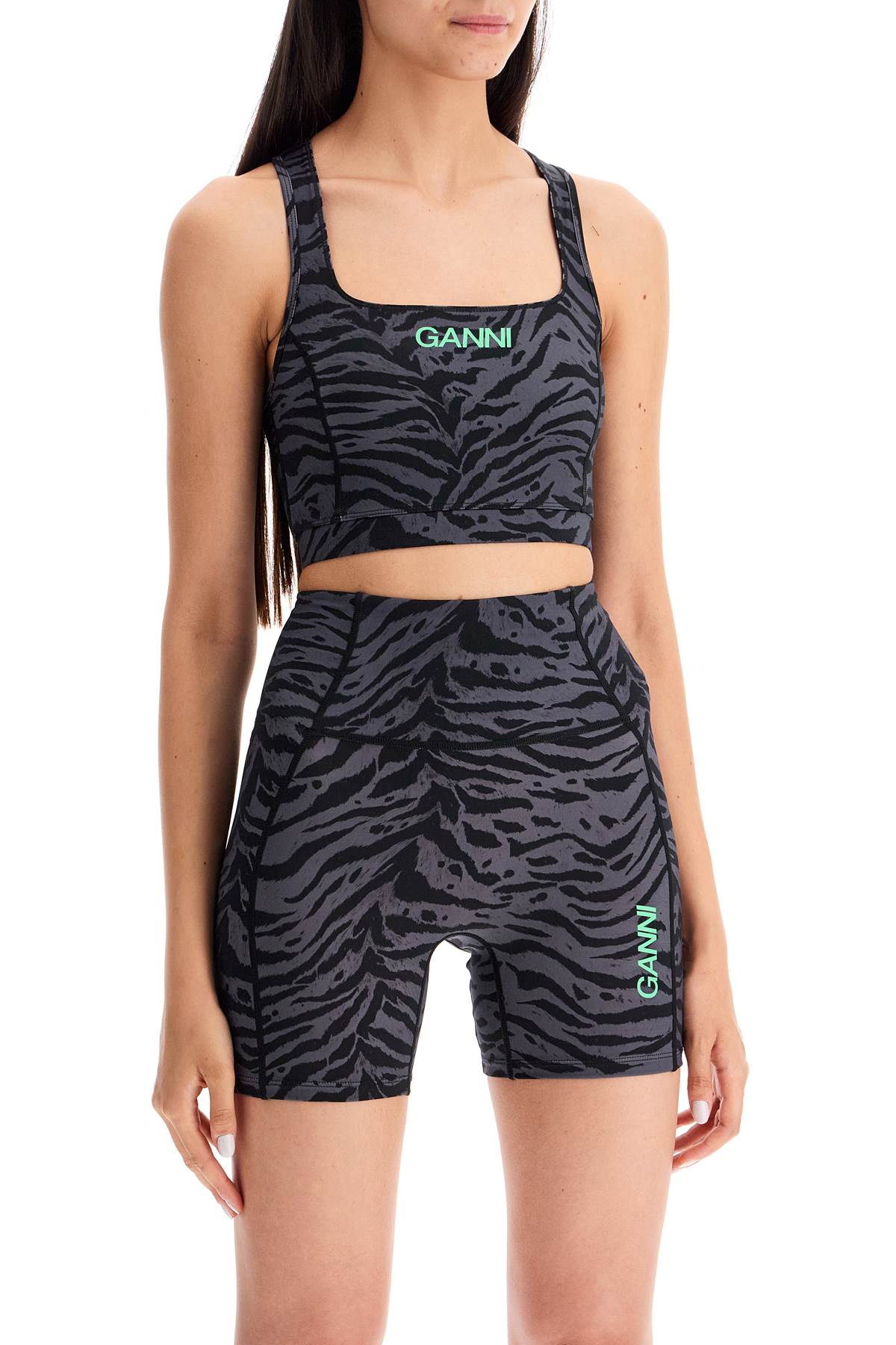 Ganni Cropped Animal Print Racerback Top image 1