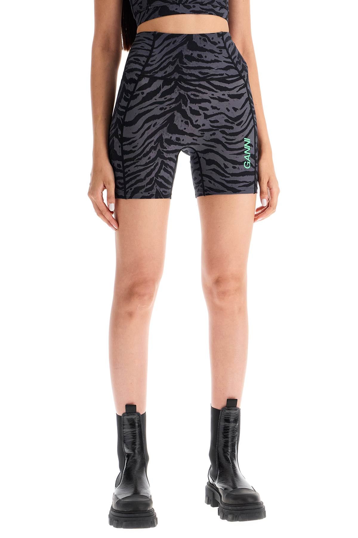 Ganni animal print sports shorts image 1