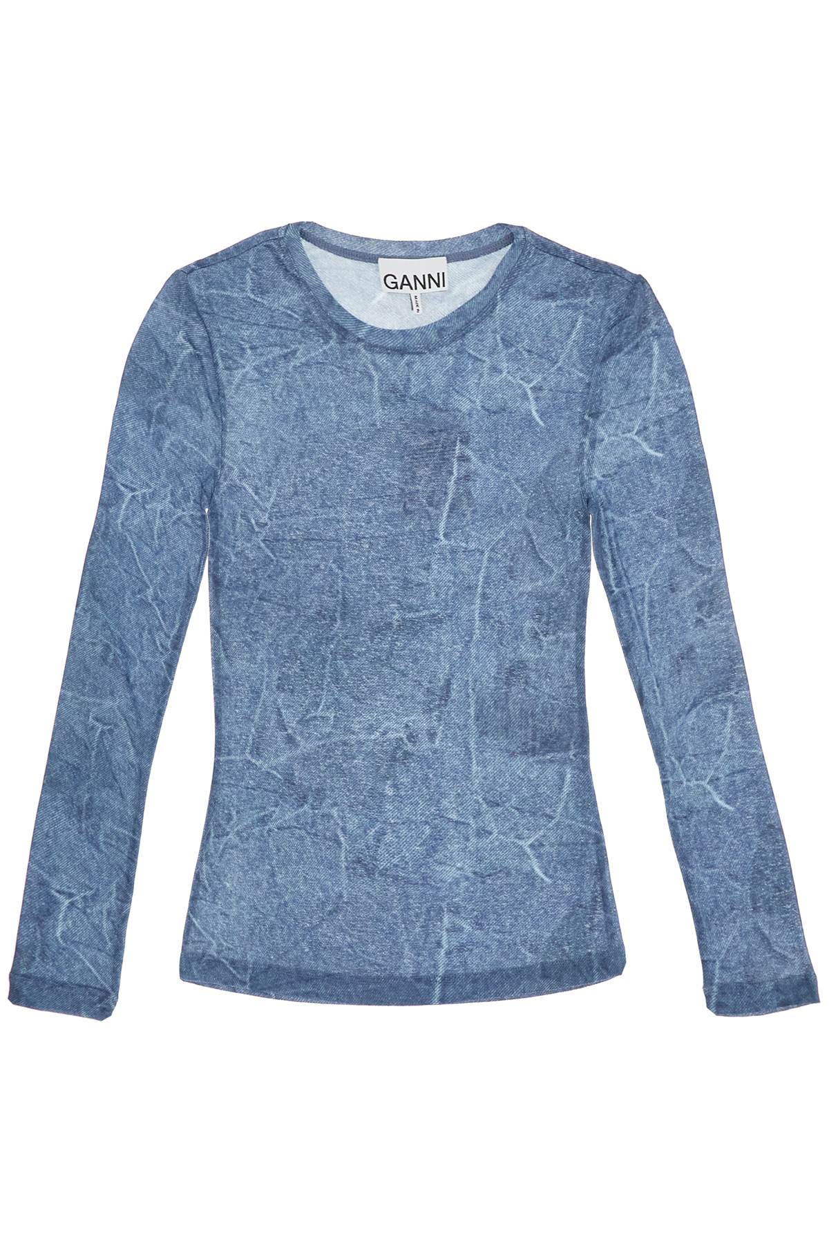 Ganni Long-Sleeved Recycled Denim-Effect Top image 0