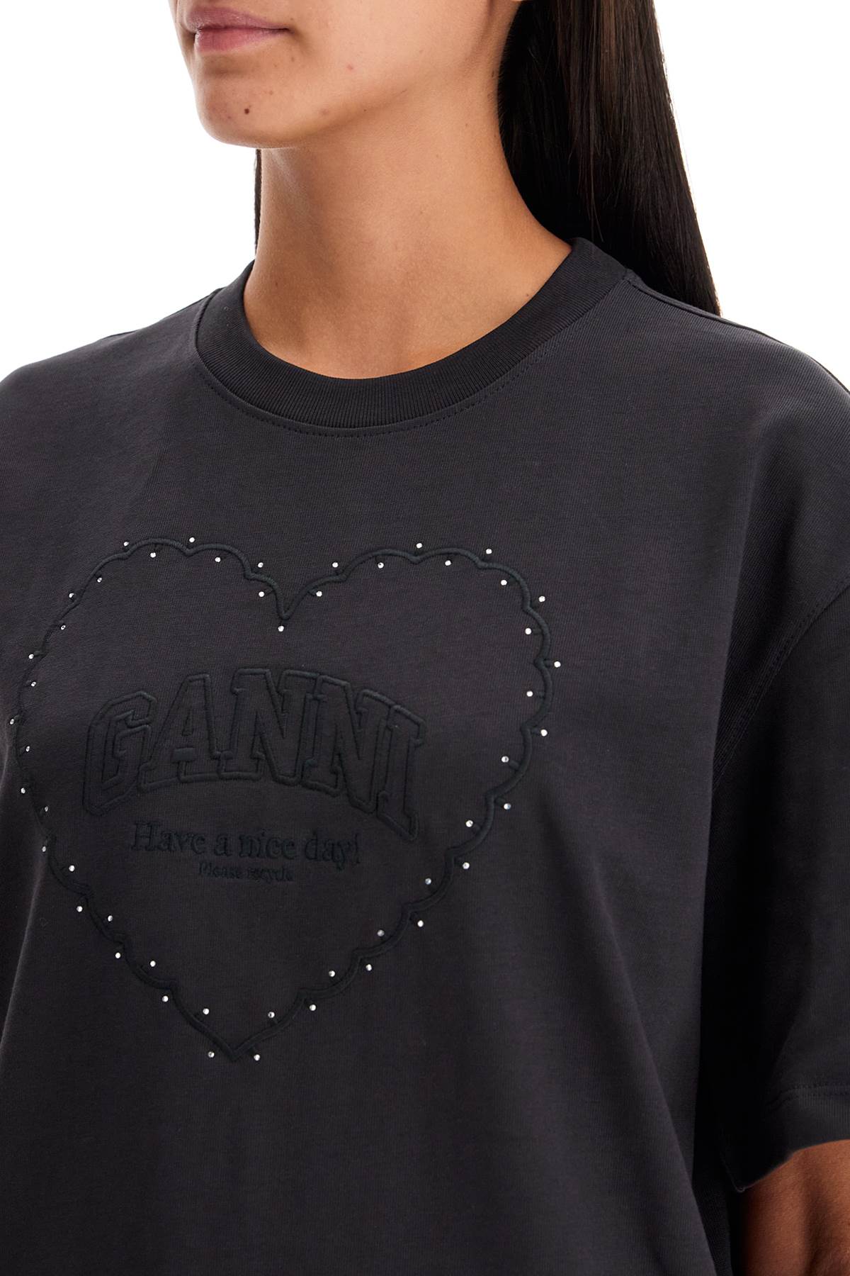 Ganni embroidered oversized t image 3