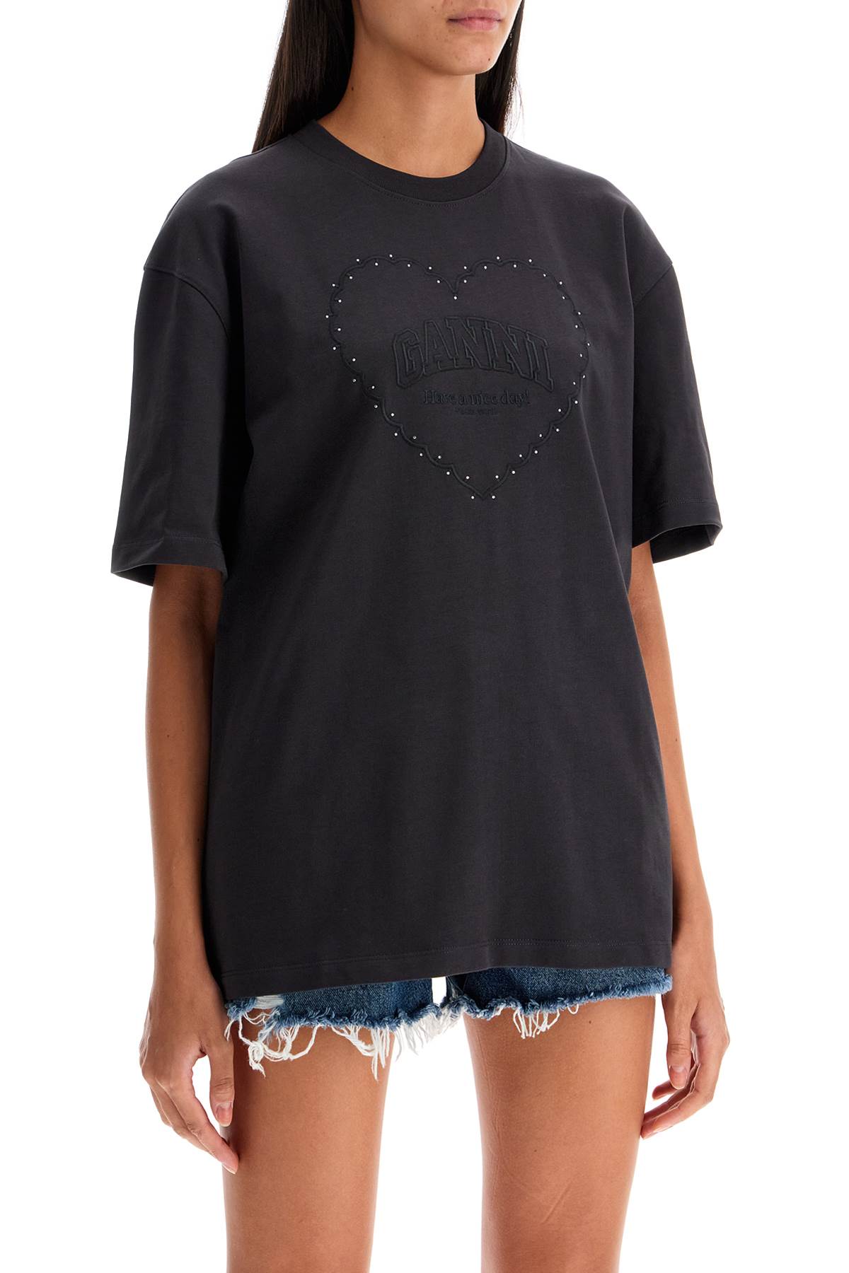 Ganni embroidered oversized t image 1