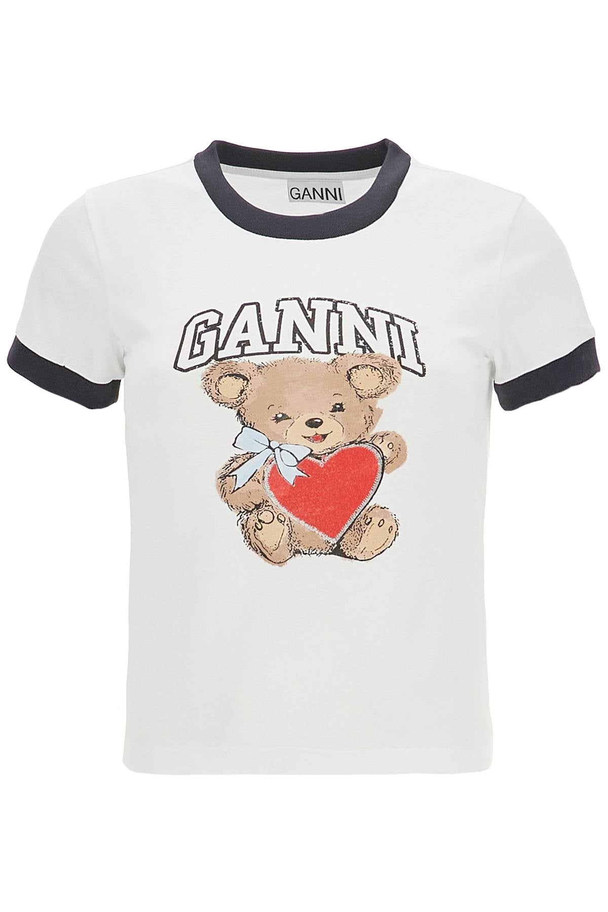 Ganni Organic Cotton Graphic T-Shirt with Bear Print image 0