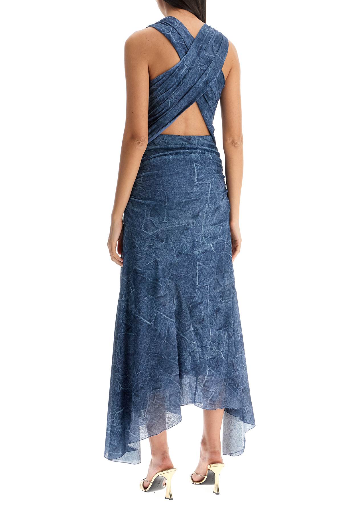 Ganni Printed Mesh Long Dress - Denim Effect image 2