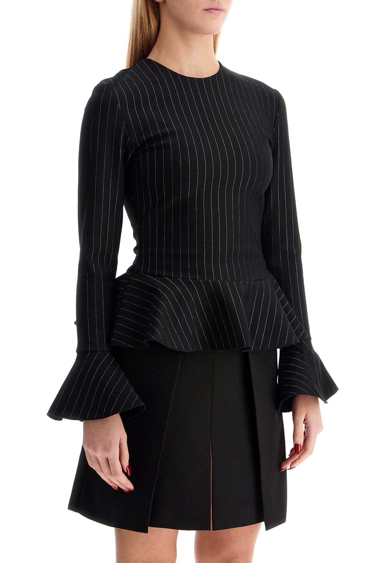 Ganni Long-Sleeve Peplum Top - Eco-Friendly Viscose image 1