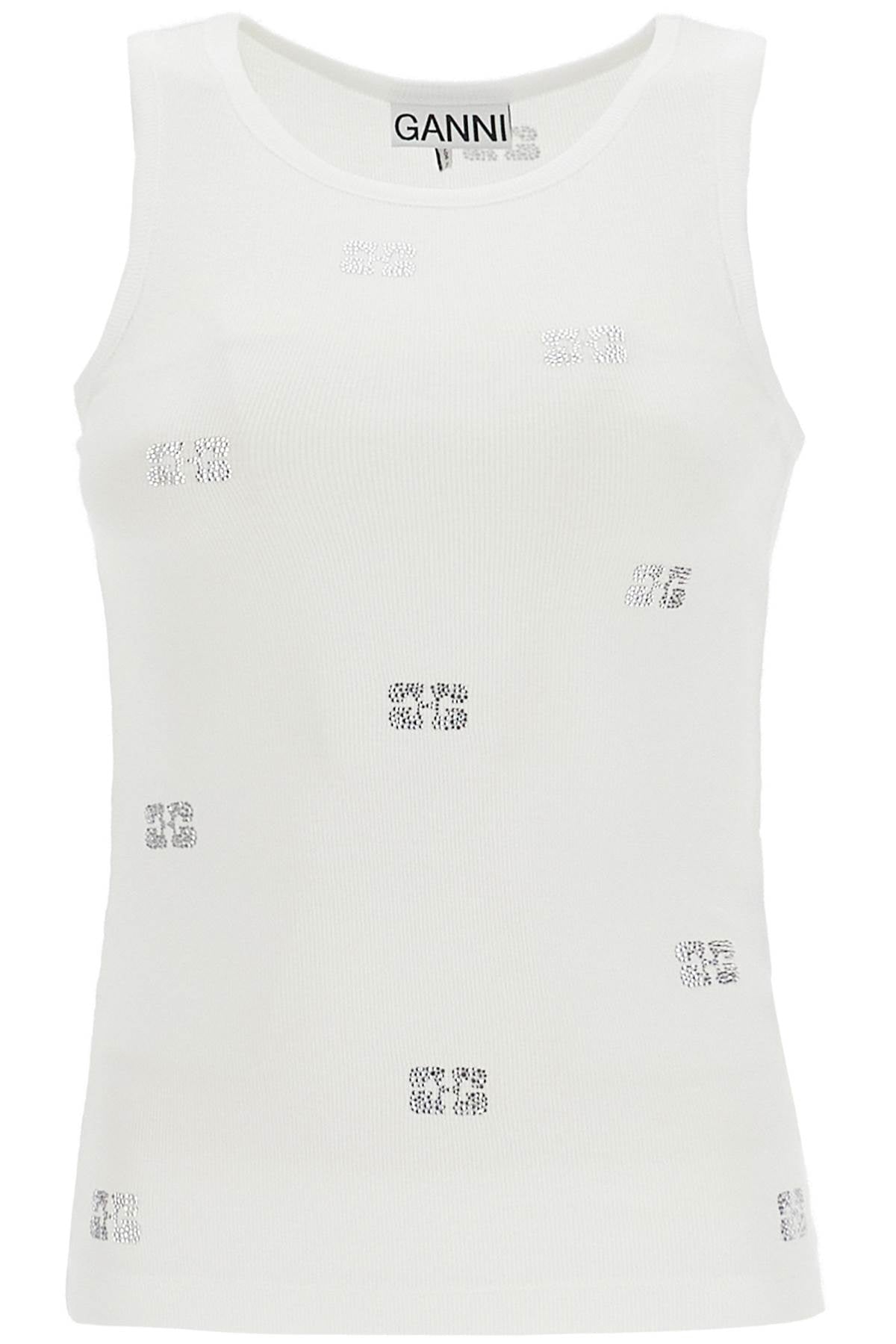 GANNI Organic Cotton Rhinestone Tank Top image 0