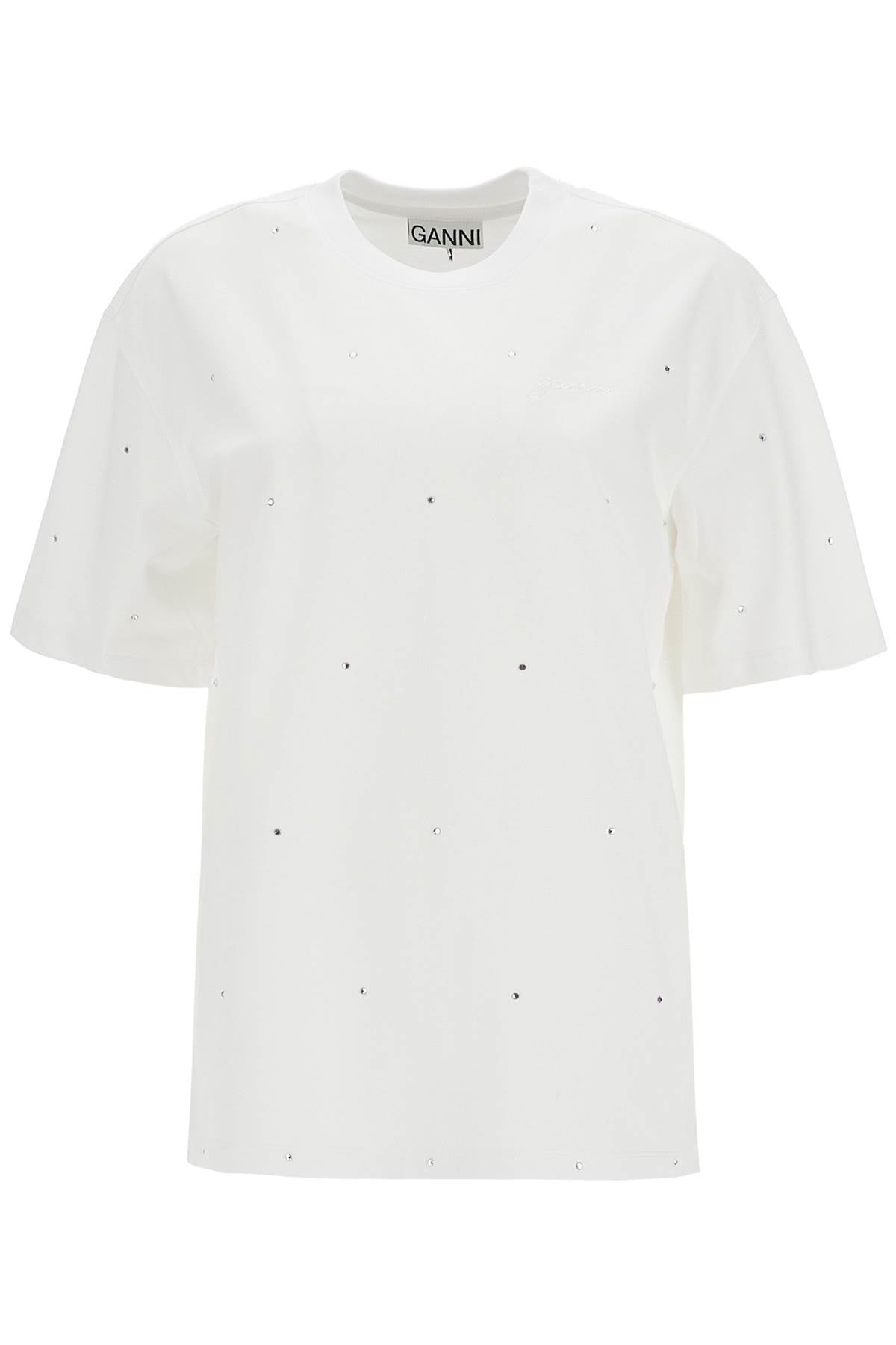 GANNI Embellished Organic Cotton T-Shirt image 0