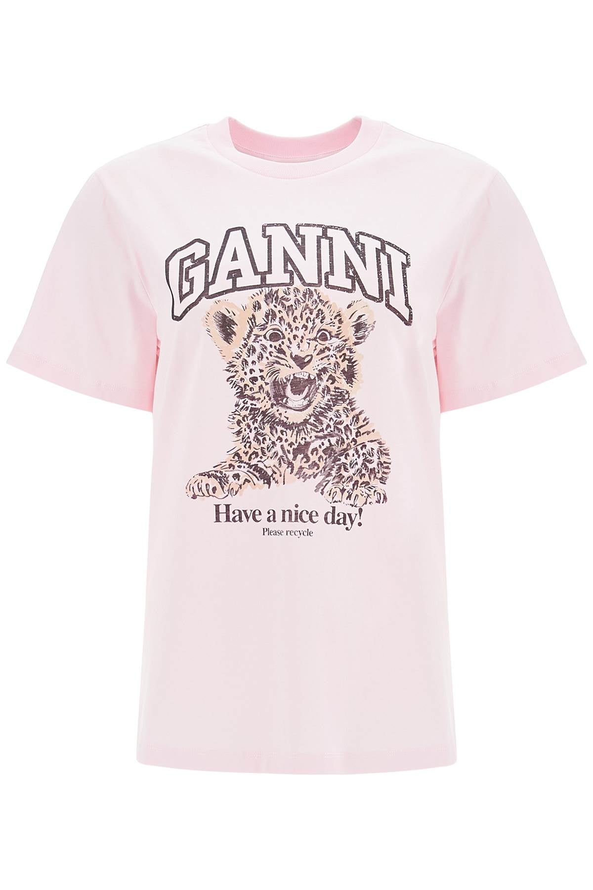 Ganni Leopard Print Organic Cotton T-Shirt image 0